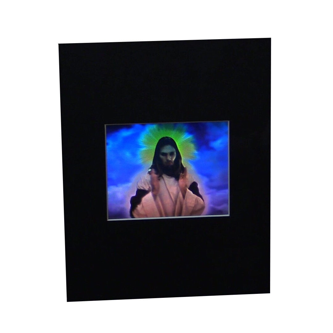 3D Jesus Small Hologram Picture MATTED, Embossed Type Animated Stereogram