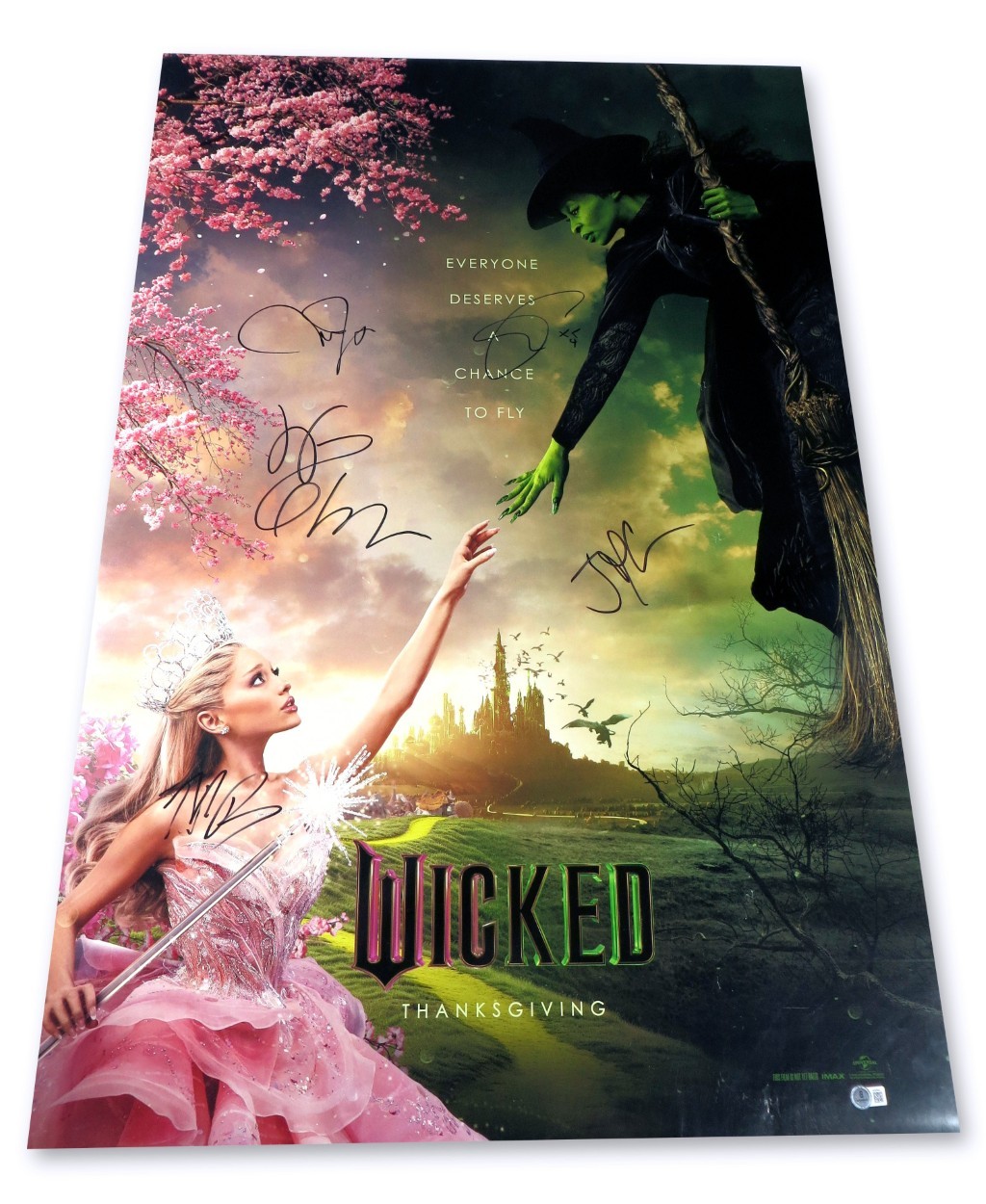 Wicked Multi Signed Autographed 27X40 Poster Erivo Goldblum +3 BAS AE63943