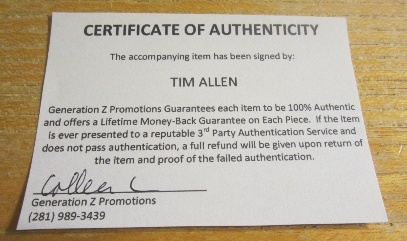 Tim Allen Actor Autographed Signed 5X7 Photo “Home Improvement” Tim Taylor