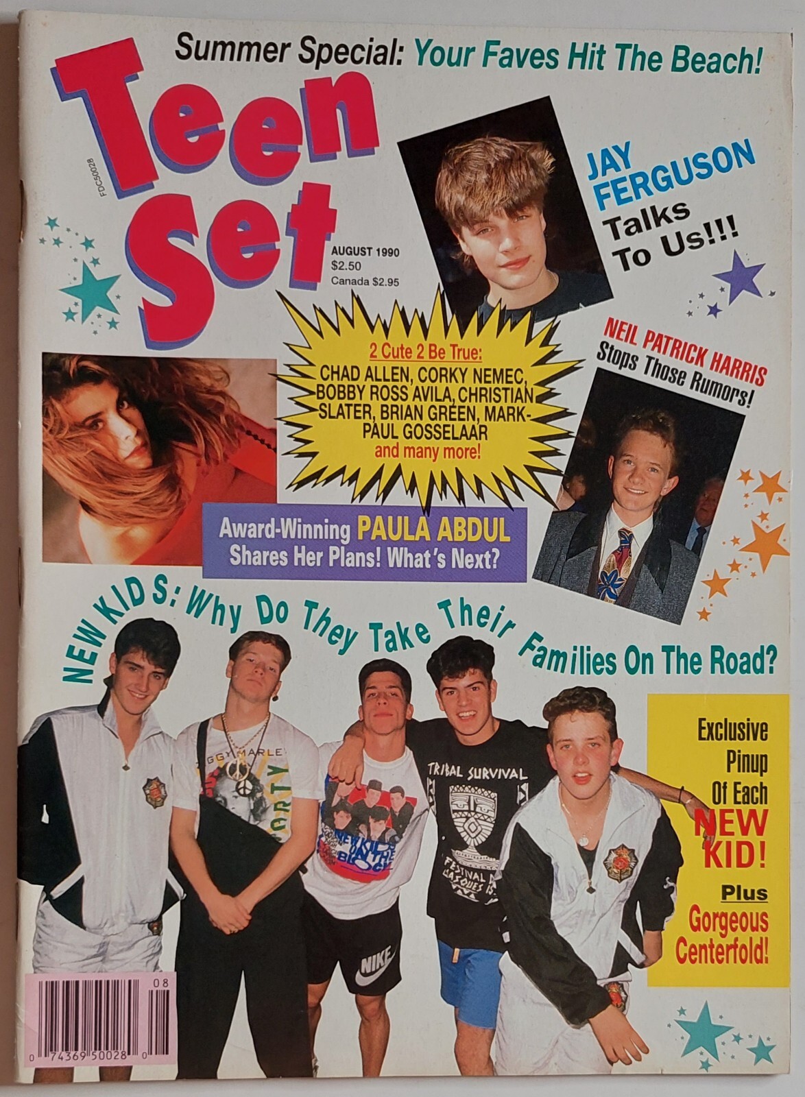Teen Set Magazine August 1990 New Kids Block Paula Abdul Warrant Christian Slate