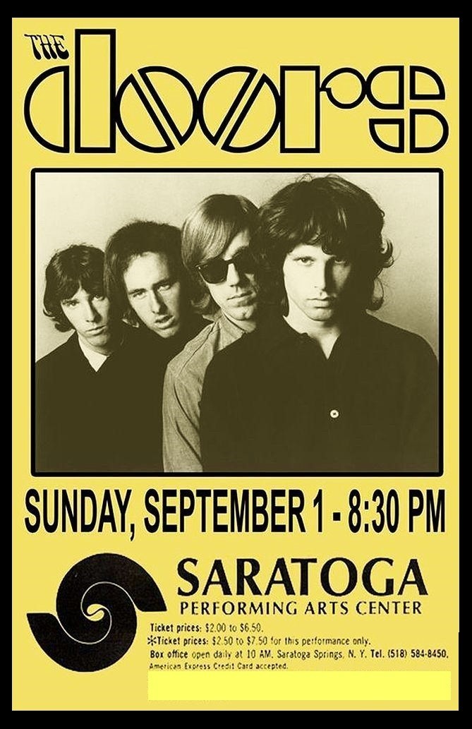 1968 THE DOORS CONCERT POSTER WALL ART PRINT FOR SARATOGA NEW YORK SIZE 11X17IN