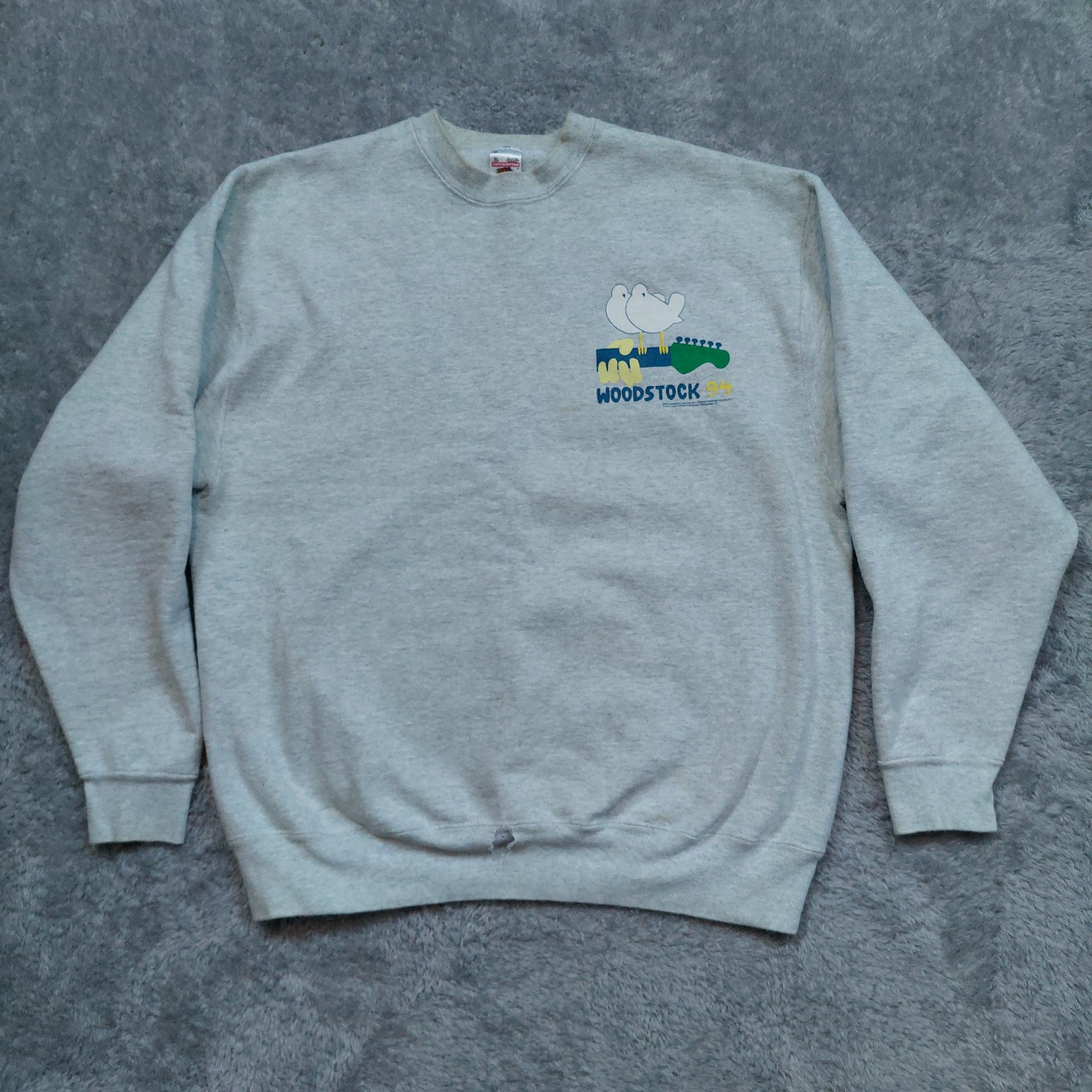 Vtg WOODSTOCK 94 STAFF Sweatshirt 1994 Size XL Heather Gray Crew Neck USA Made