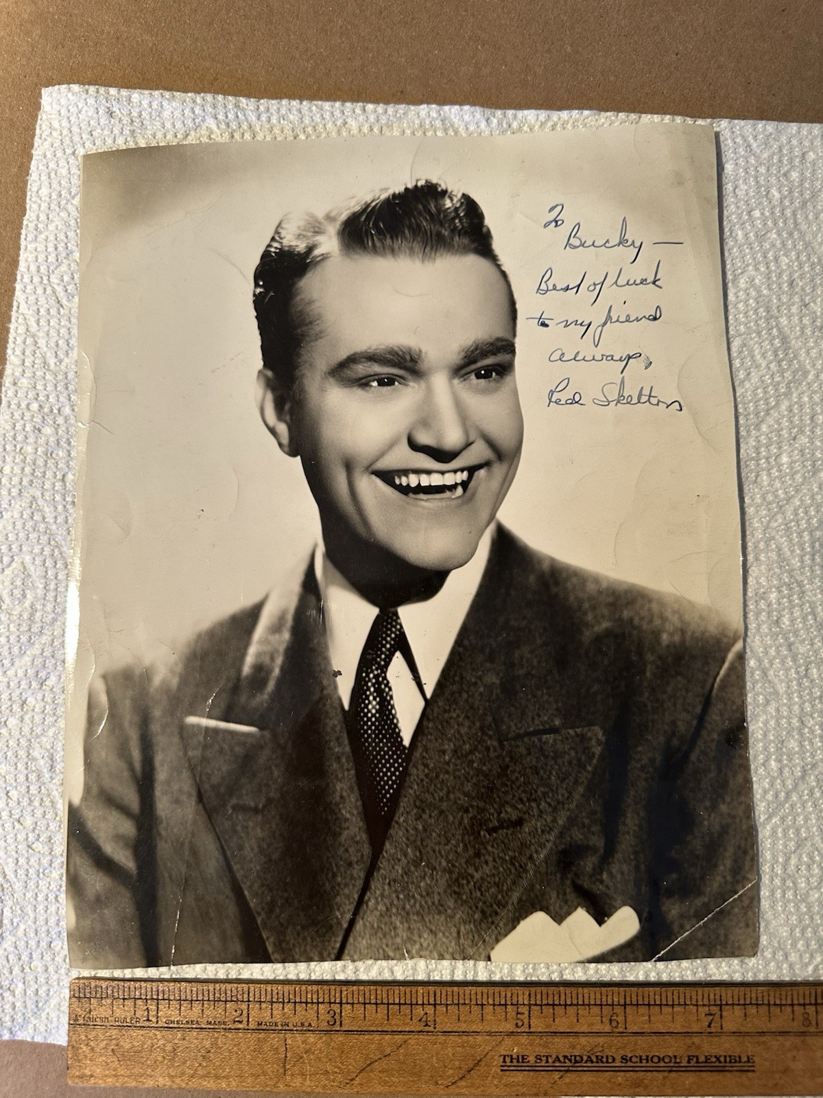 Red Skelton Autographed Signed Photo Older Vintage Hollywood Era 7 1/2″ x 9 3/8″