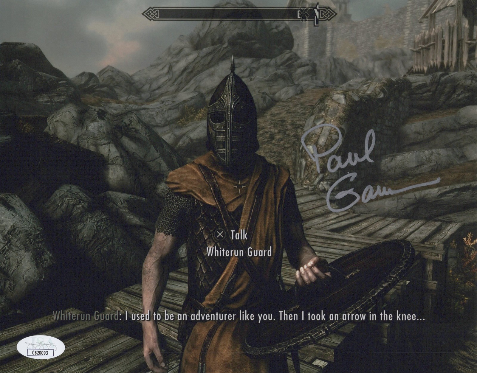Paul Ganus Signed 8×10 Elder Scrolls V: Skyrim “Arrow in the Knee” Meme JSA COA