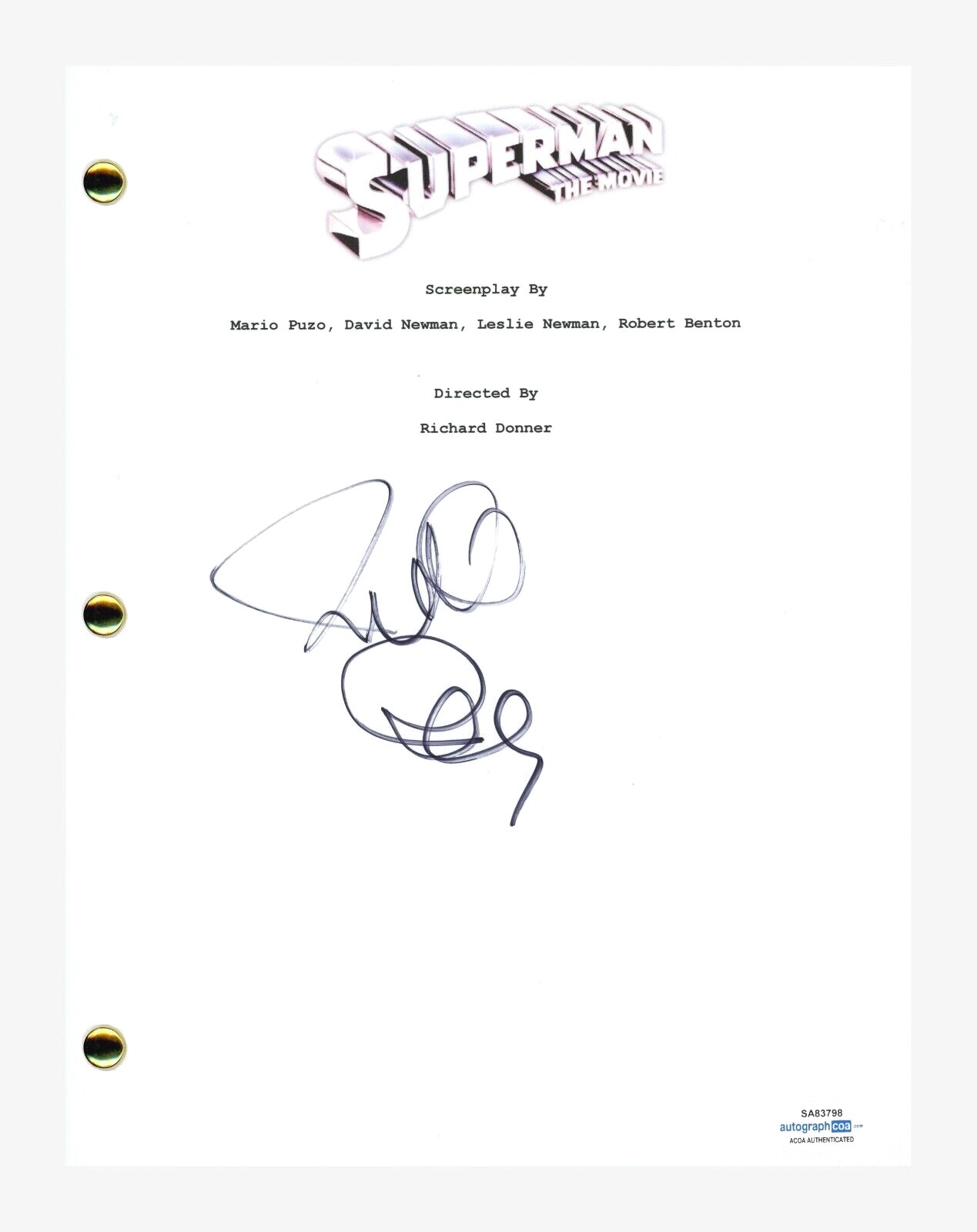 Richard Donner Signed Autographed SUPERMAN The Movie Script ACOA COA