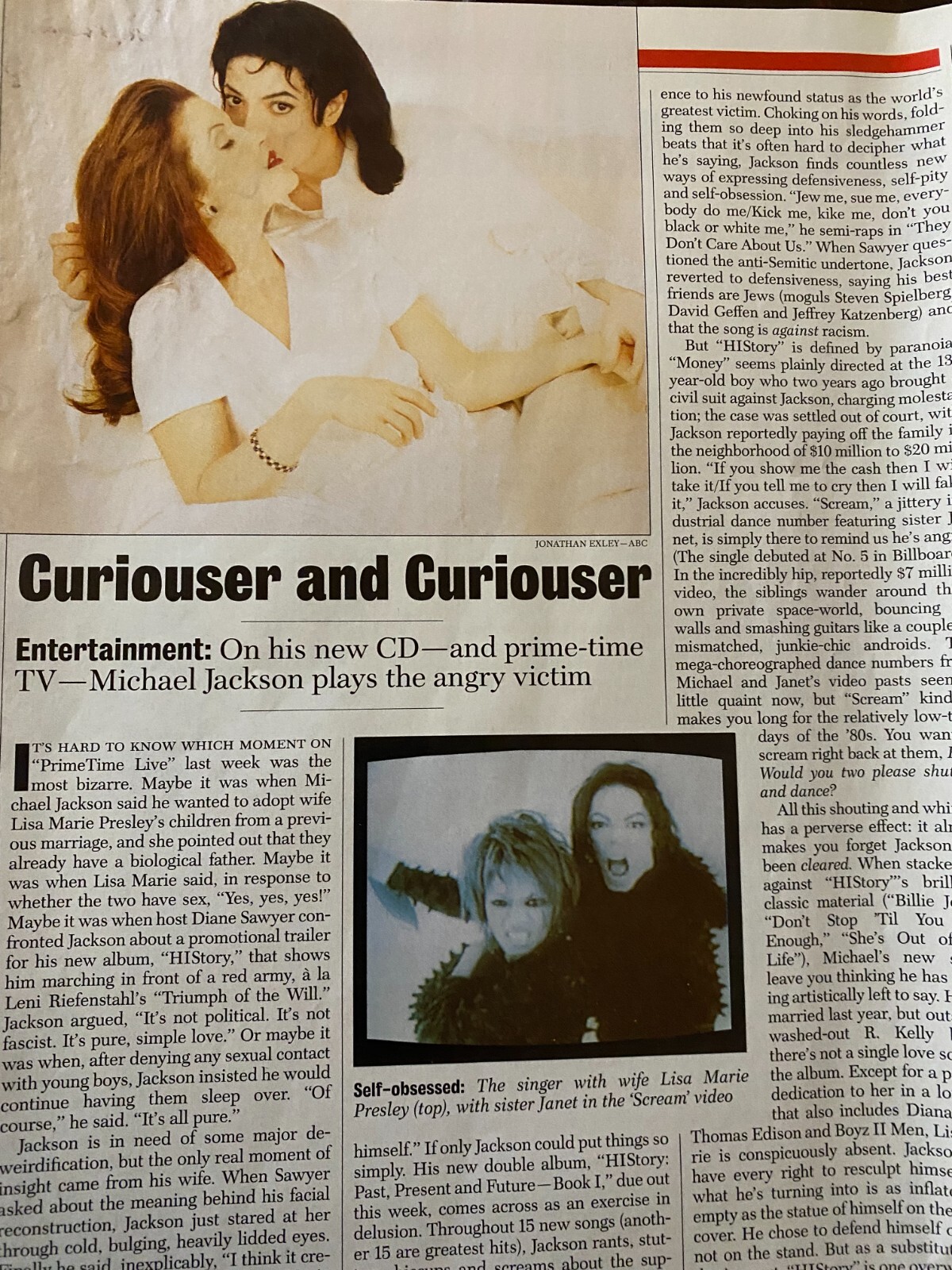 Michael Jackson, Lisa Marie Presley, Full Page Vintage Clipping