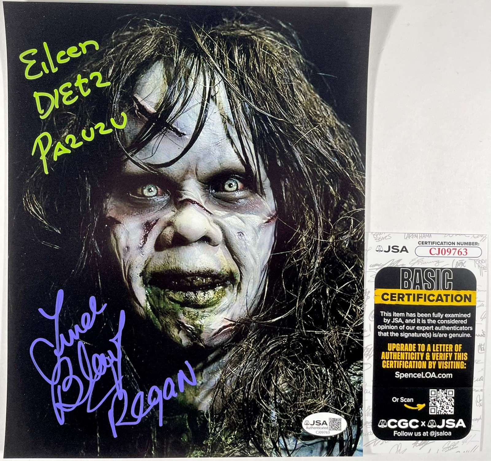 Linda Blair & Eileen Dietz Signed The Exorcist 8×10 Photo Autograph JSA COA