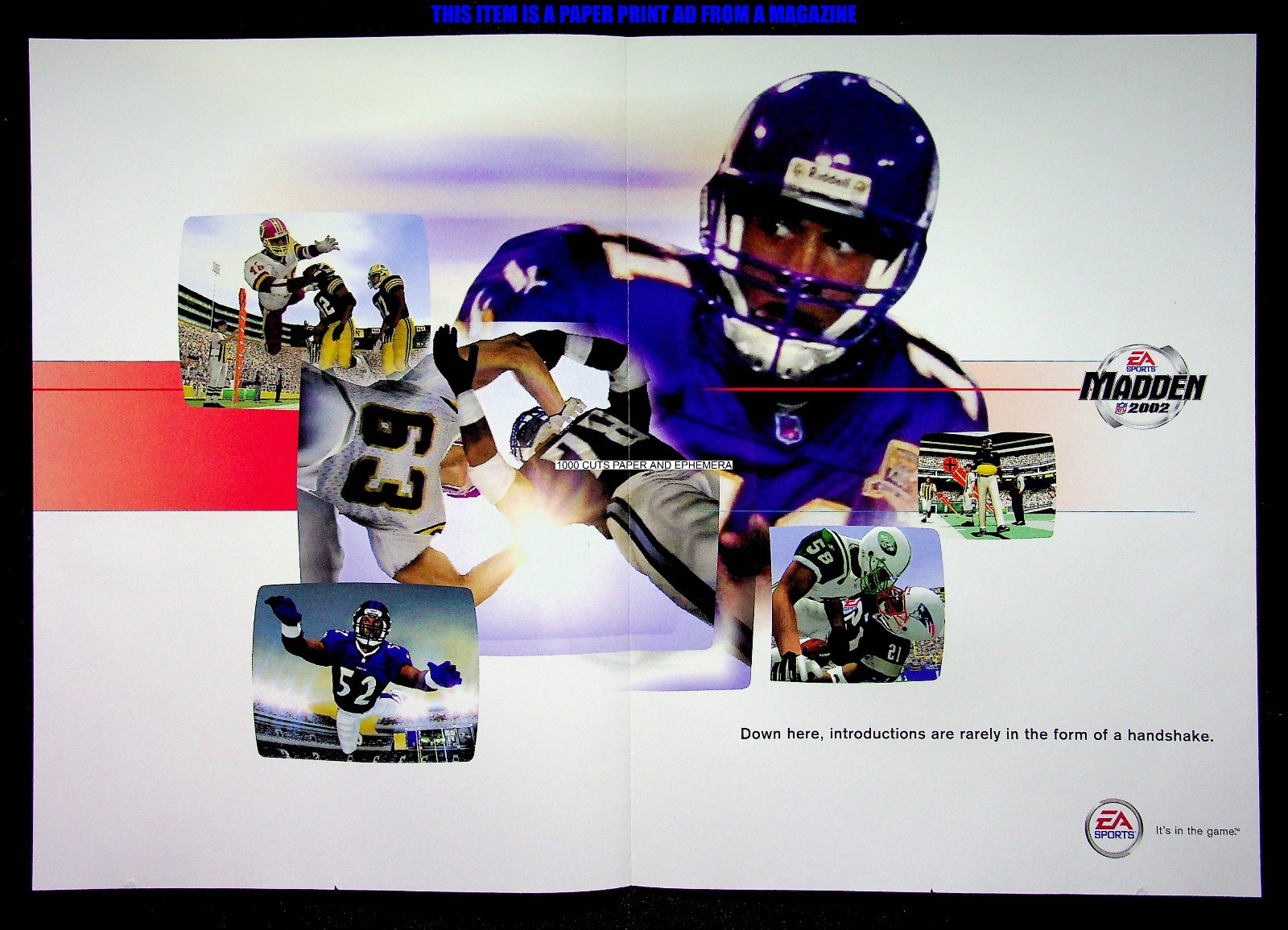 Madden NFL 2002 EA Sports 2001 Football Trade Print Magazine Ad Poster ADVERT