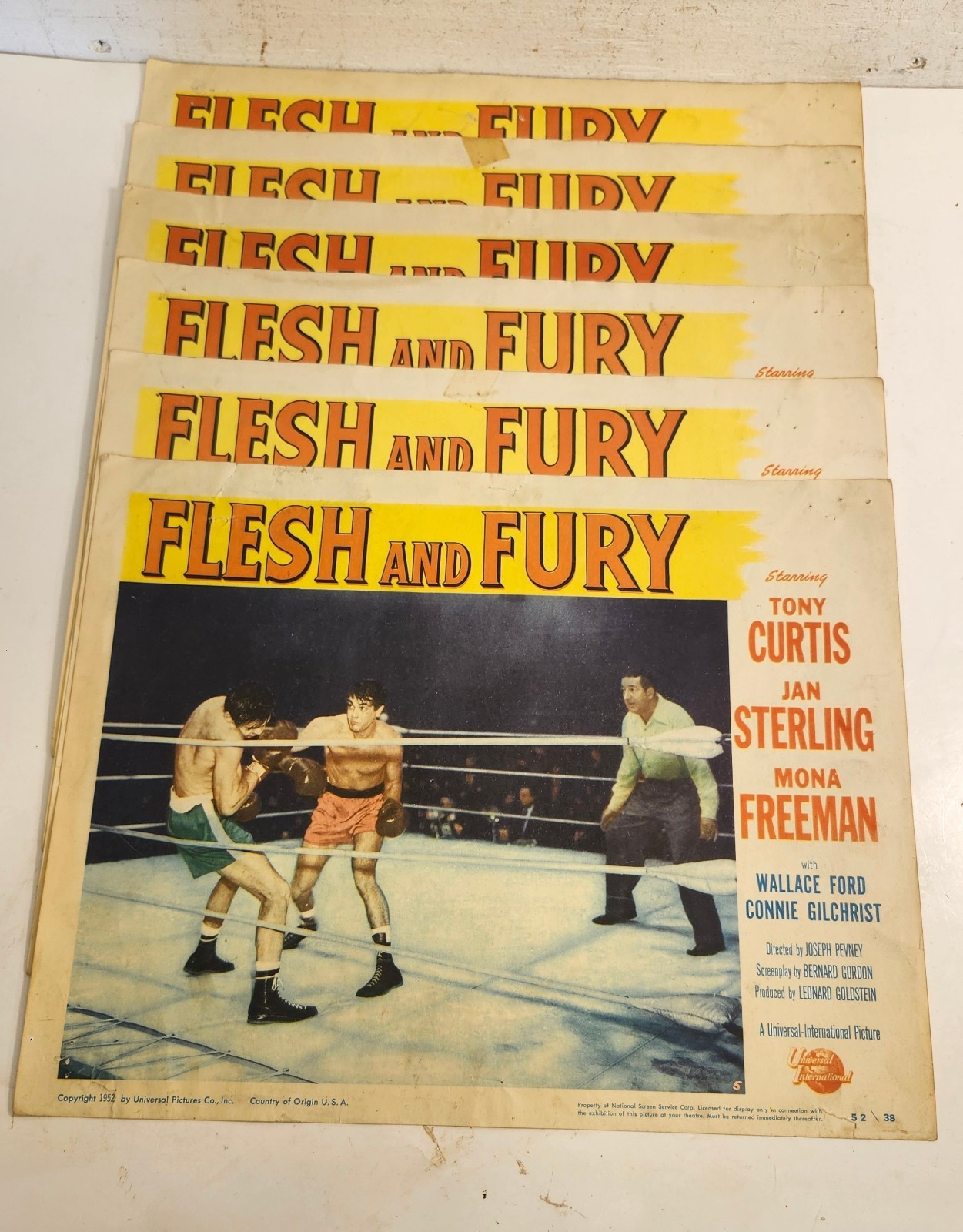 1952 Flesh & Fury Lobby Cards Lot Of 6 Tony Curtis Jan Sterling Look