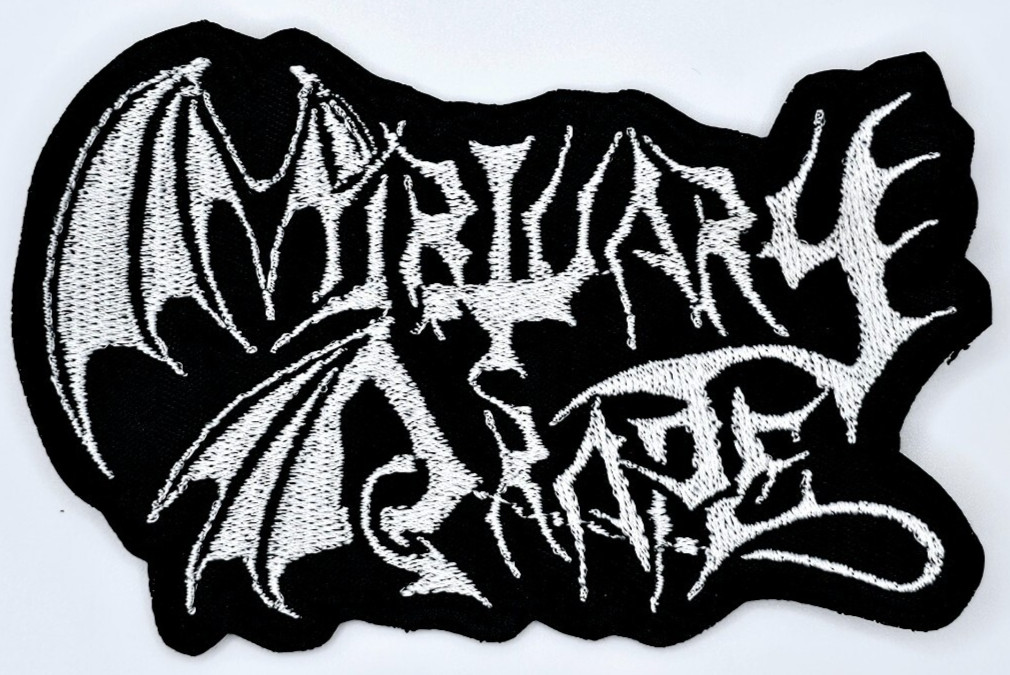 MORTUARY DRAPE WHITE LOGO (shaped border) EMBROIDERED PATCH