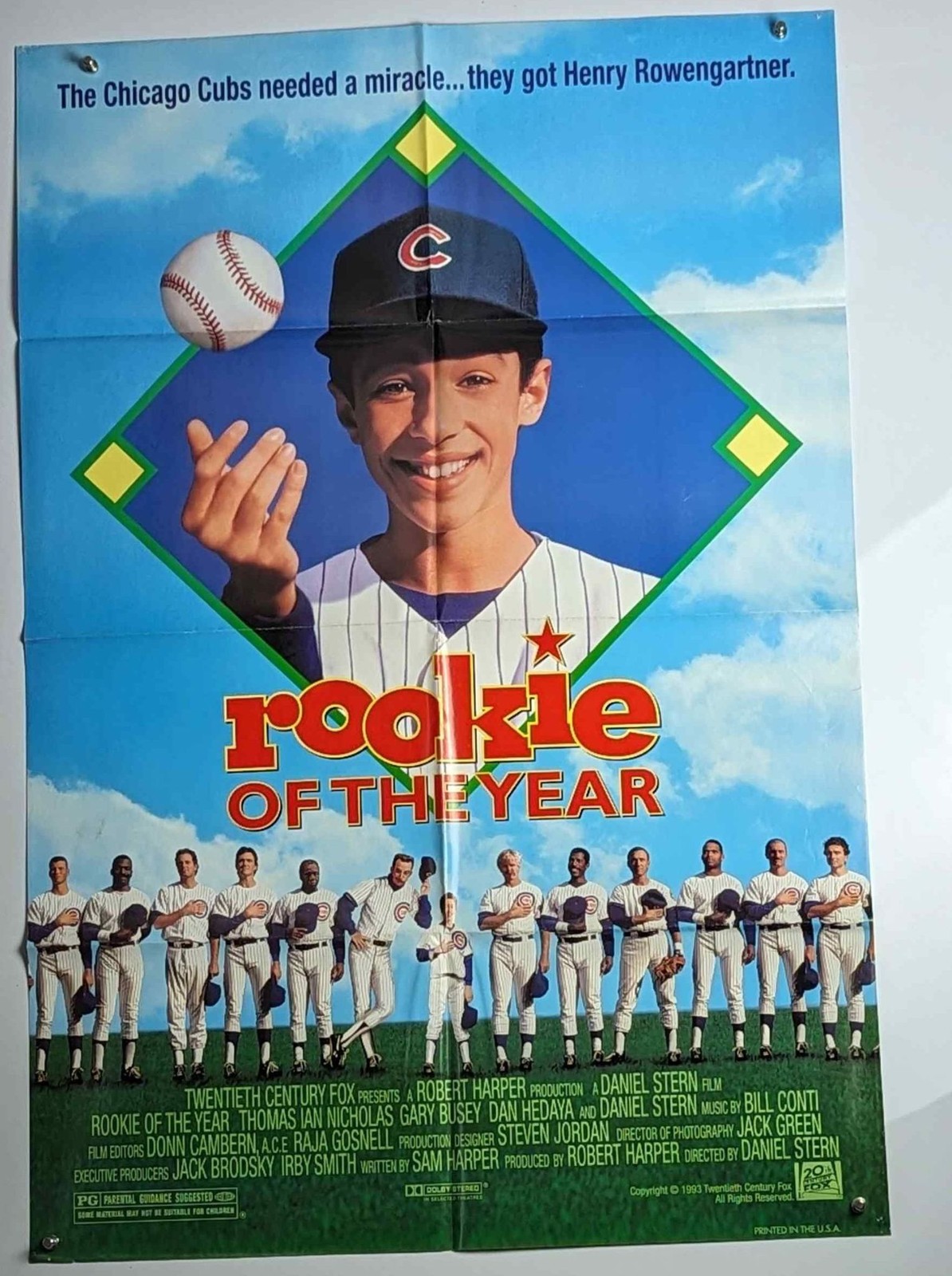 Rookie Of The Year 1993 Movie Poster Chicago Cubs Thomas Ian Nicholas Gary Busey