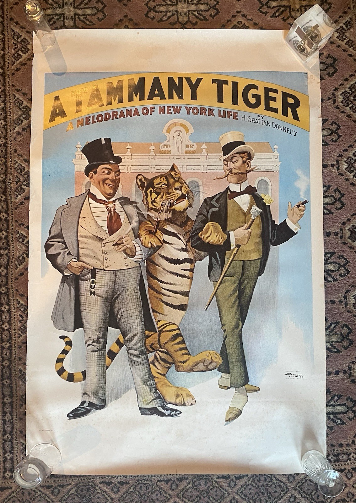 Rare A Tammany Tiger Theater Poster. Fine Graphic Art Wall Interior Design 1970