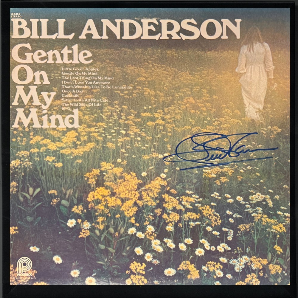 Bill Anderson signed 1968 Gentle on My Mind Album Cover/Vinyl Record Framed- JSA