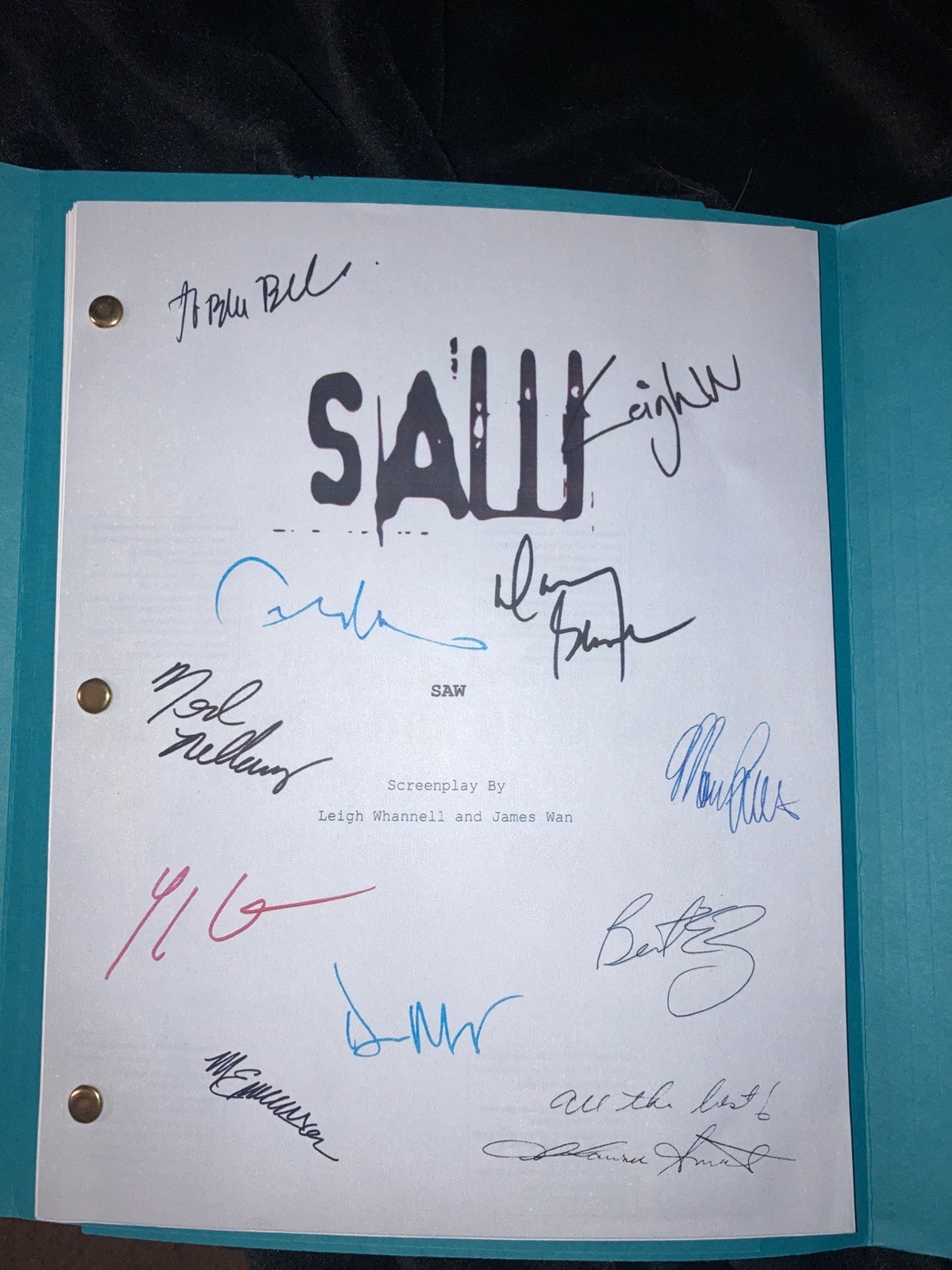 Saw Movie Script Signed, Autograph Reprints, Jigsaw- Saw Movie Screenplay