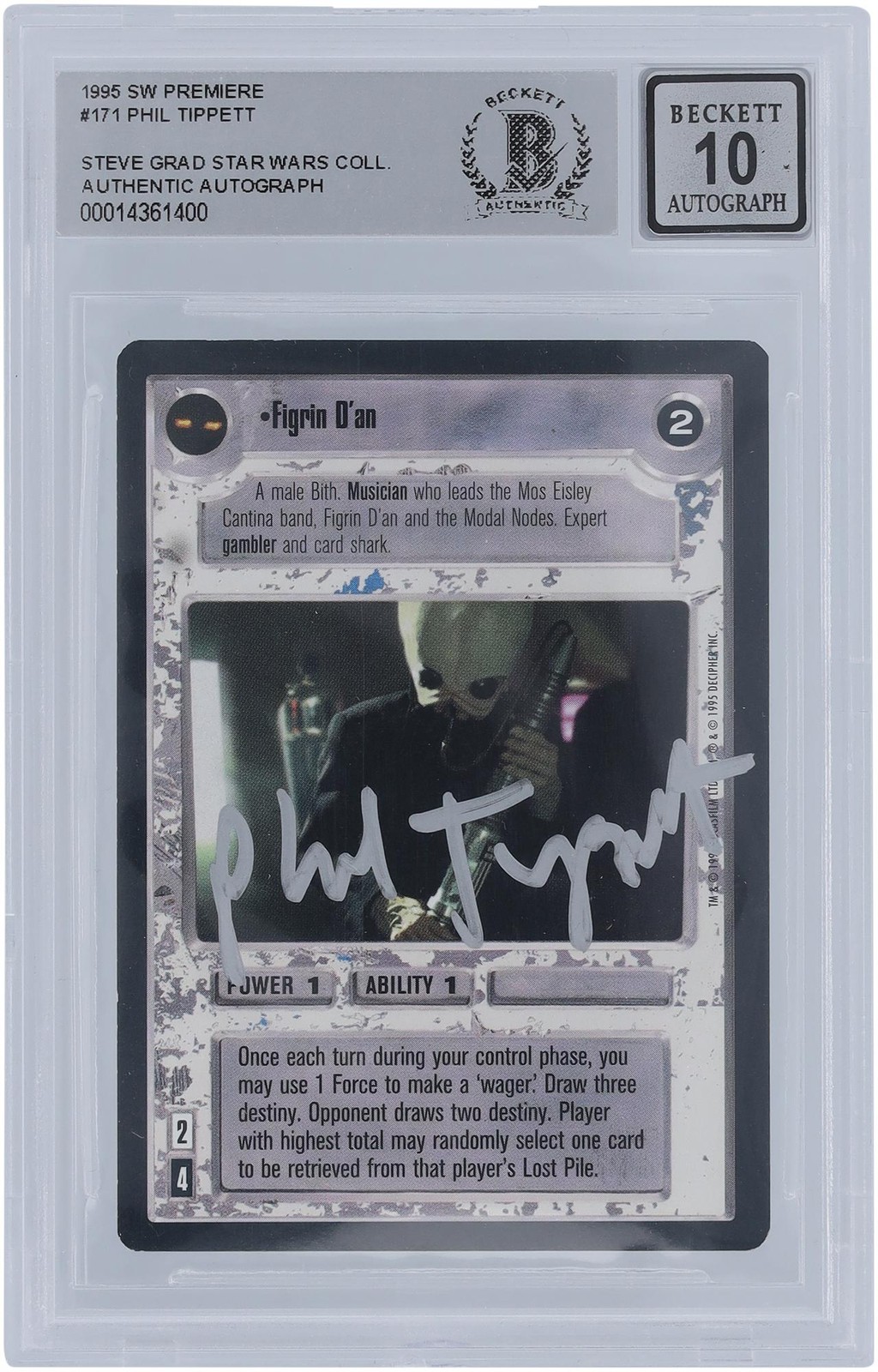 Phil Tippett Star Wars Signed 1995 CCG Premiere #171 BGS Authenticated 10 Card