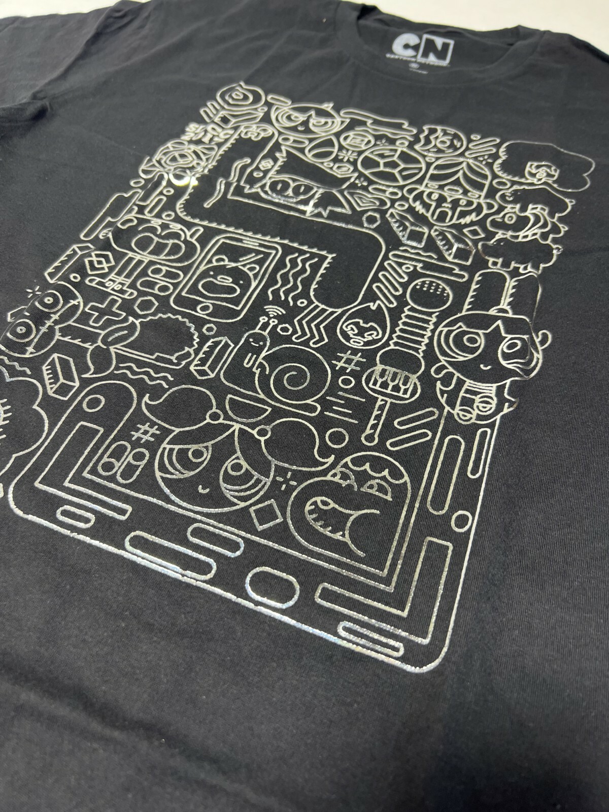 CARTOON NETWORK SDCC 2017 BLACK FOIL ART Tee T-SHIRT OFFICIAL MERCHANDISE NEW!