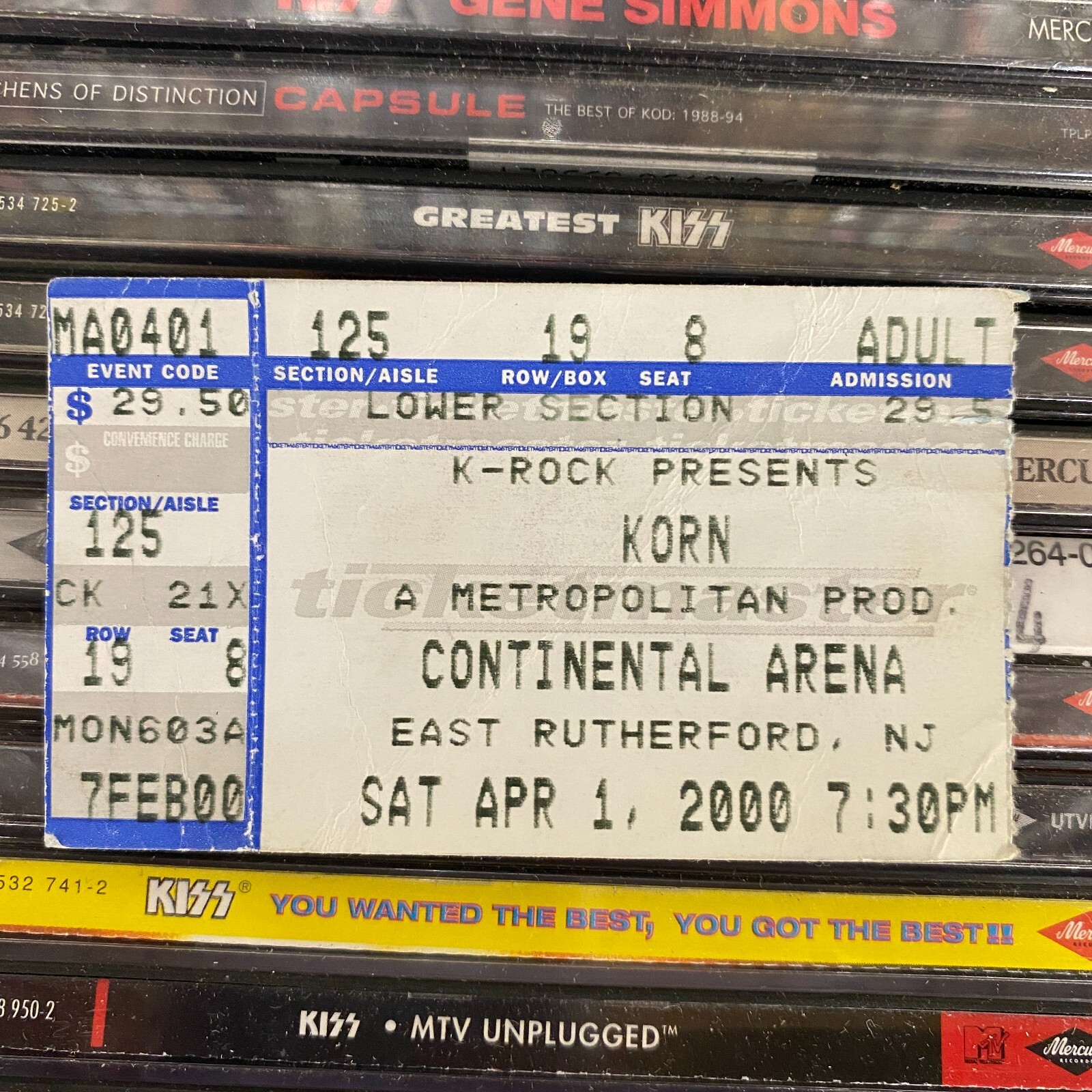 KORN // APRIL 1, 2000 AT THE CONTINENTAL ARENA NJ [Used, VG]