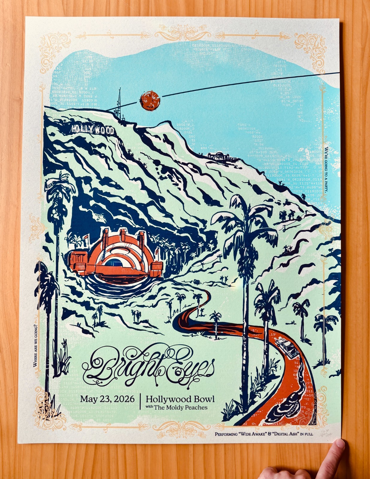 Bright Eyes Hollywood Bowl 21 Year Anniversary Tour Original Silk Screen AP
