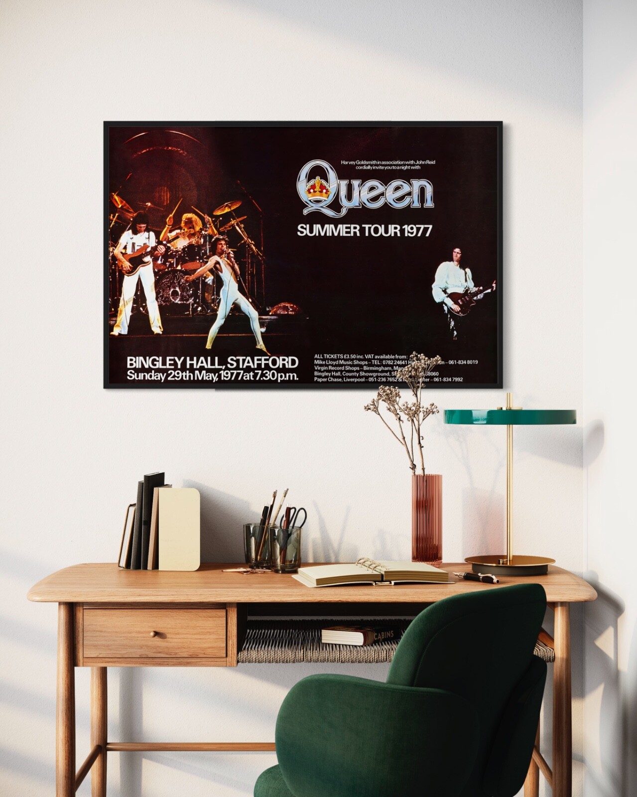 QUEEN “Summer Tour 1977″ Bingley Hall Stafford, UK Concert Poster, 25¼”x38½”