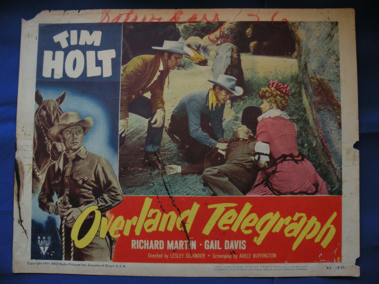Overland Telegraph Tim Holt Richard Martin #51/621 movie lobby card #2-3-5