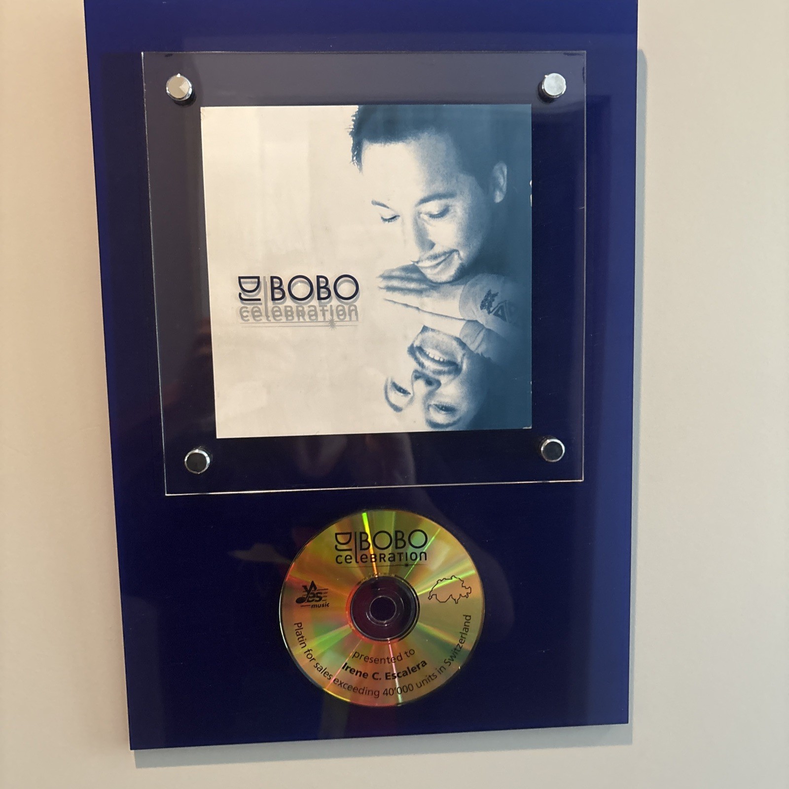 IRENE CARA PERSONALLY OWNED PLATINUM RECORD SALE AWARD