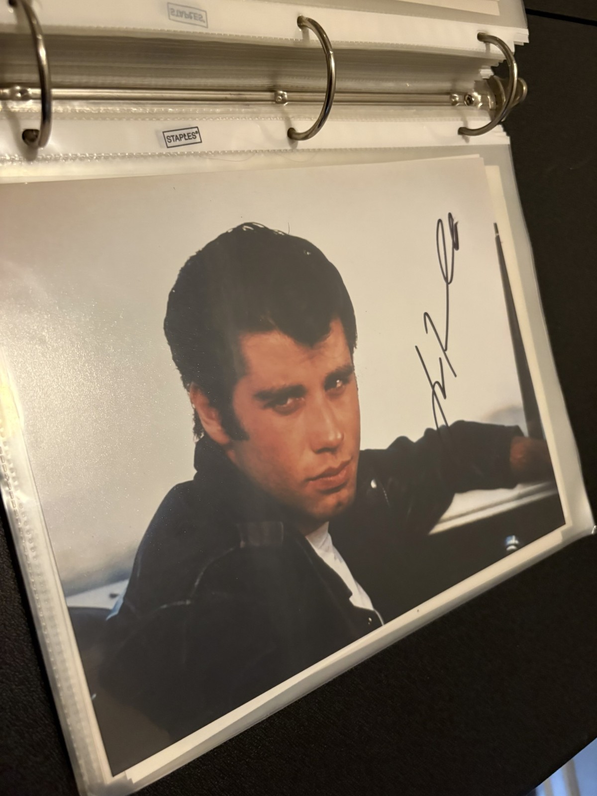 John Travolta Signed 8×10 Color Photo – Color landscape photo as Danny Zuko from