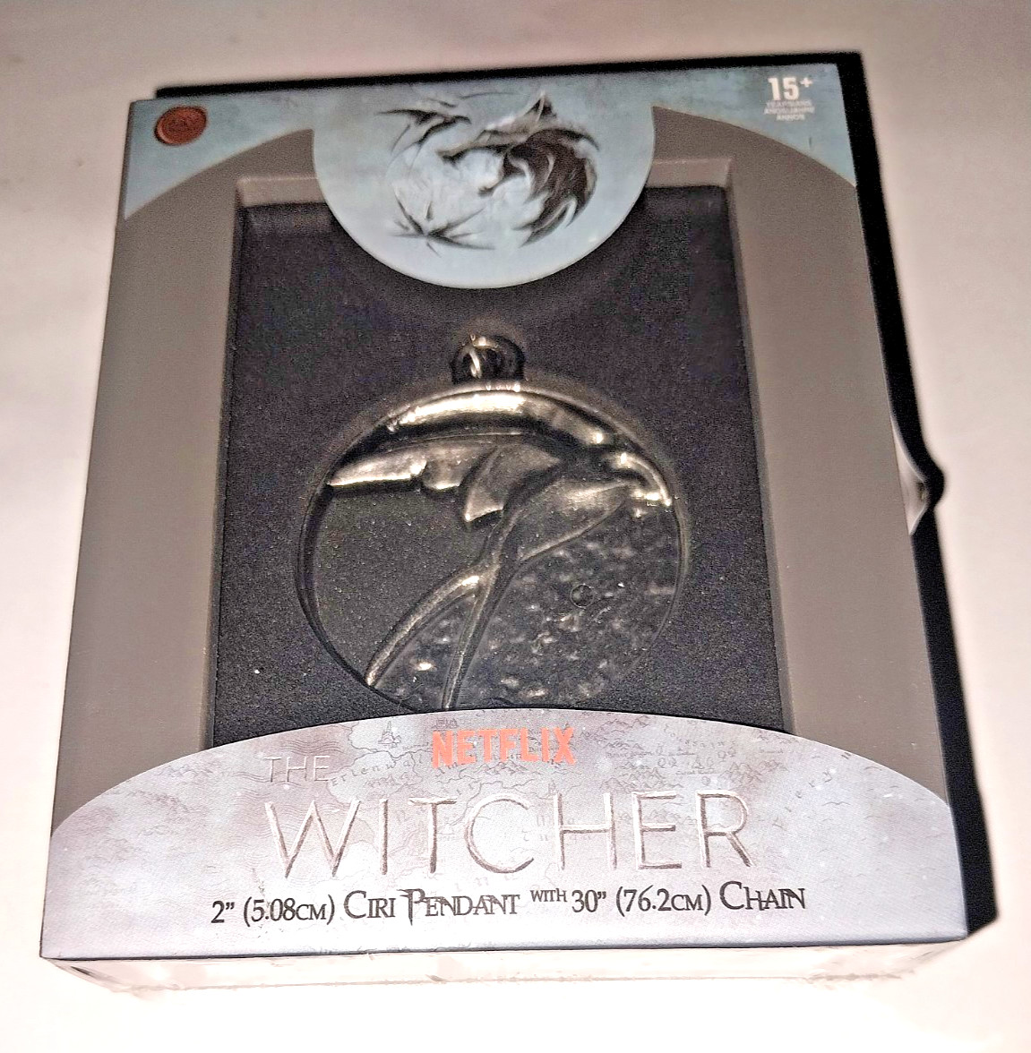 The witcher 2″ Ciri Pendant 30″ Chain in a reuseable 4 1/2″ X 3 3/4″ storage box