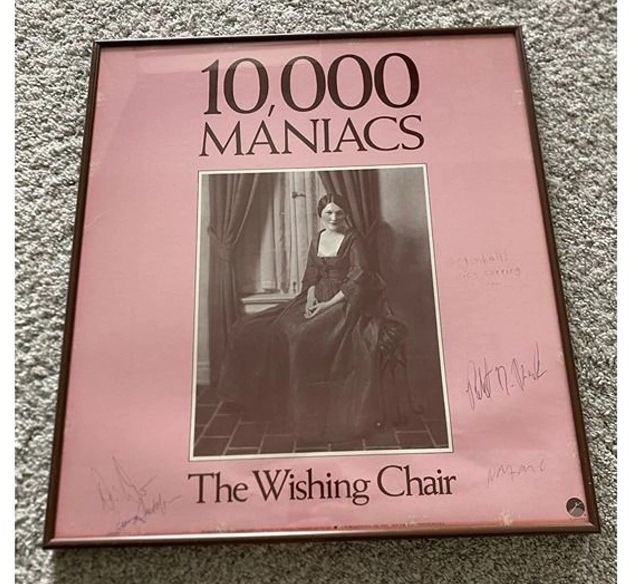 vtg 10,000 maniacs Framed Promo Poster autographed by the band original 90s