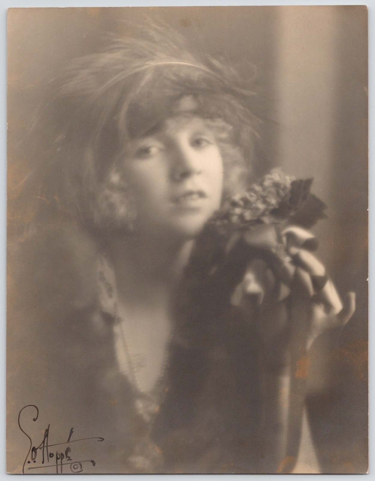 1920s Lorna Volare Silent Film Star 7.5×9.25 Photo Hand Signed by E O Hoppe