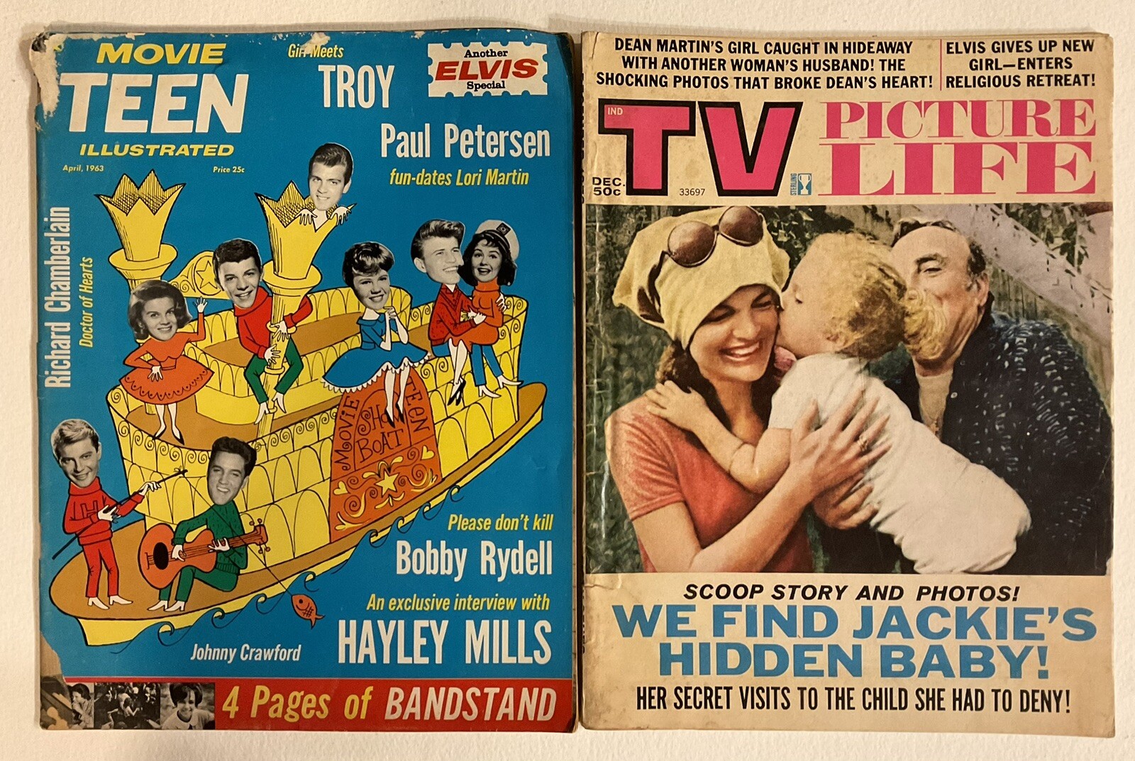 2 Vintage TV Magazines MOVIE TEEN ILLUSTRATED 1963, TV PICTURE LIFE 1972, ELVIS