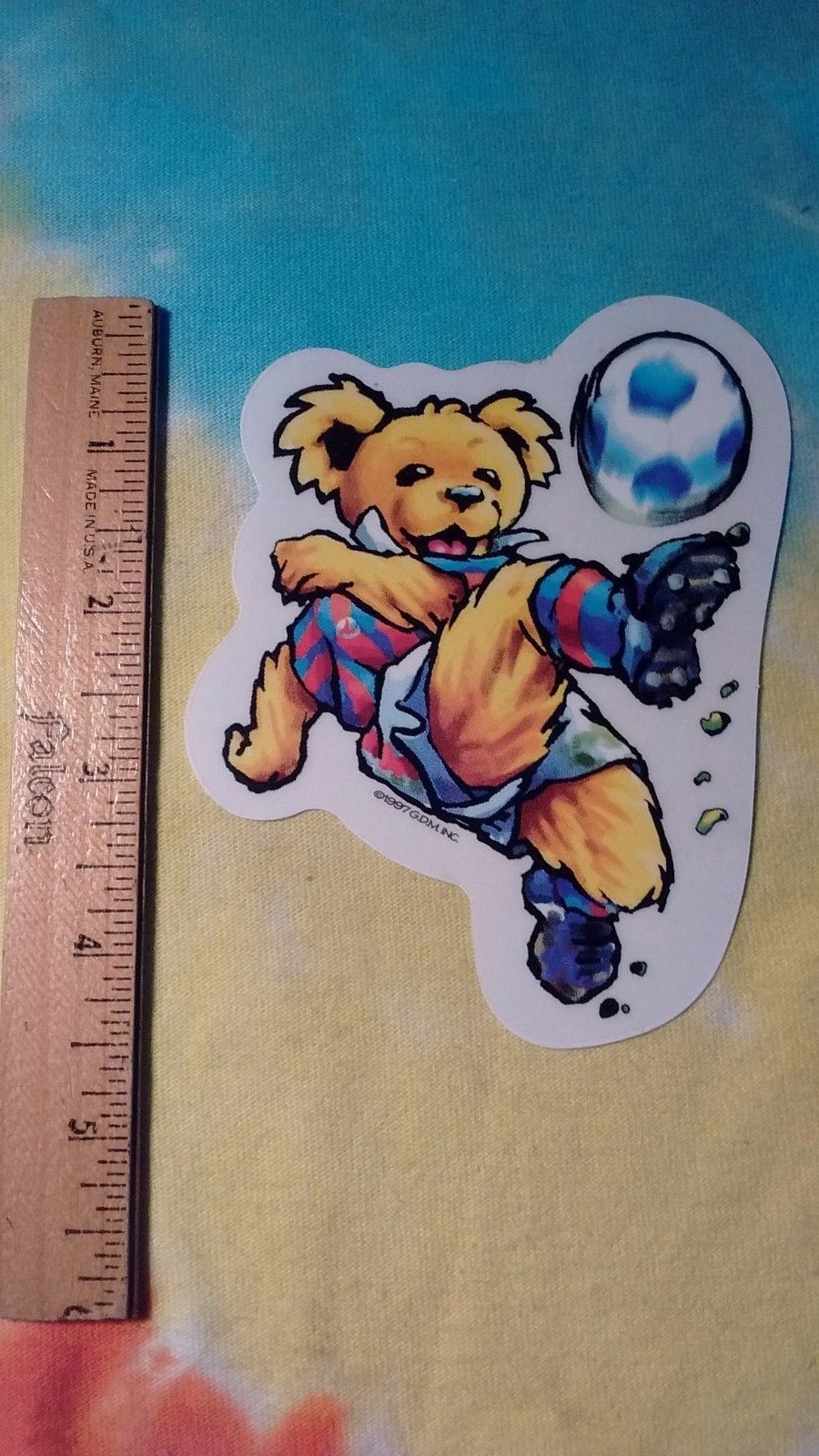 Grateful Dead Dancing Bear Playing Soccer 4.5 Inch Window Sticker