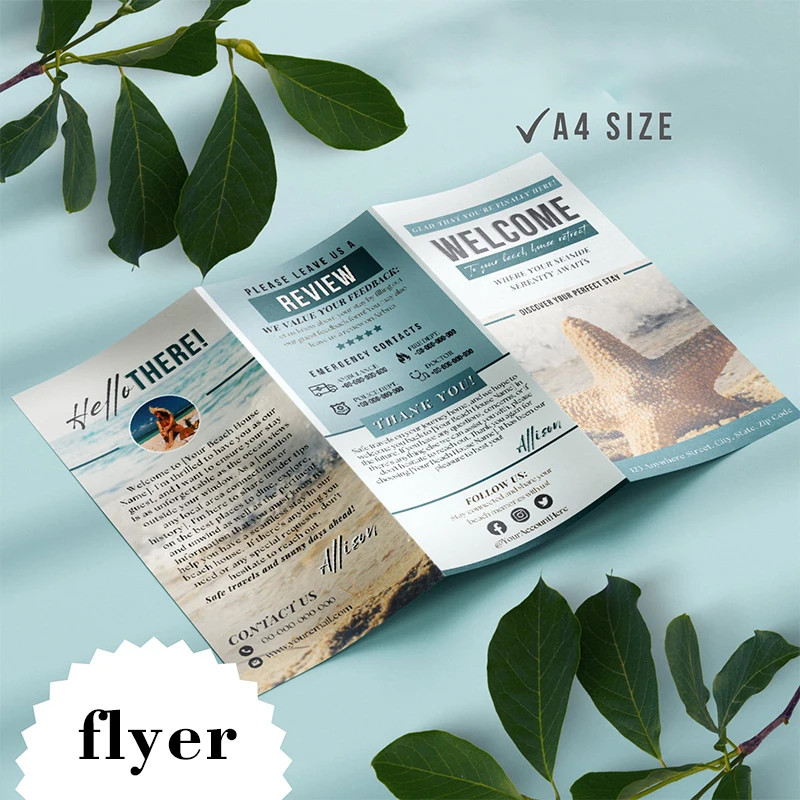 CUSTOM A4 flyer fold price list introduction 157gms double-sided printing poster