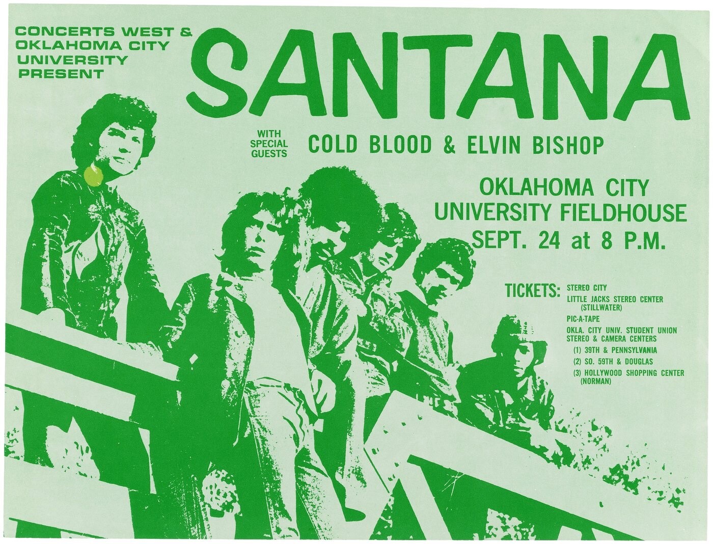 1970 Santana Oklahoma City Concert Handbill
