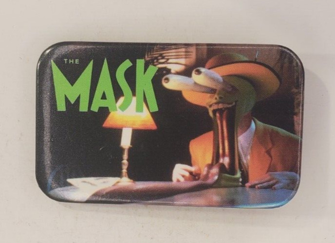 Vintage 1994 The Mask Promo Rectangular Pinback Button Cuban Pete Jim Carrey