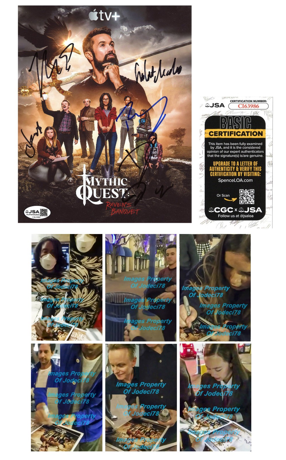 Rob McElhenney 6 CAST MEMBERS Signed MYTHIC QUEST 8×10 Photo EXACT Proof JSA B
