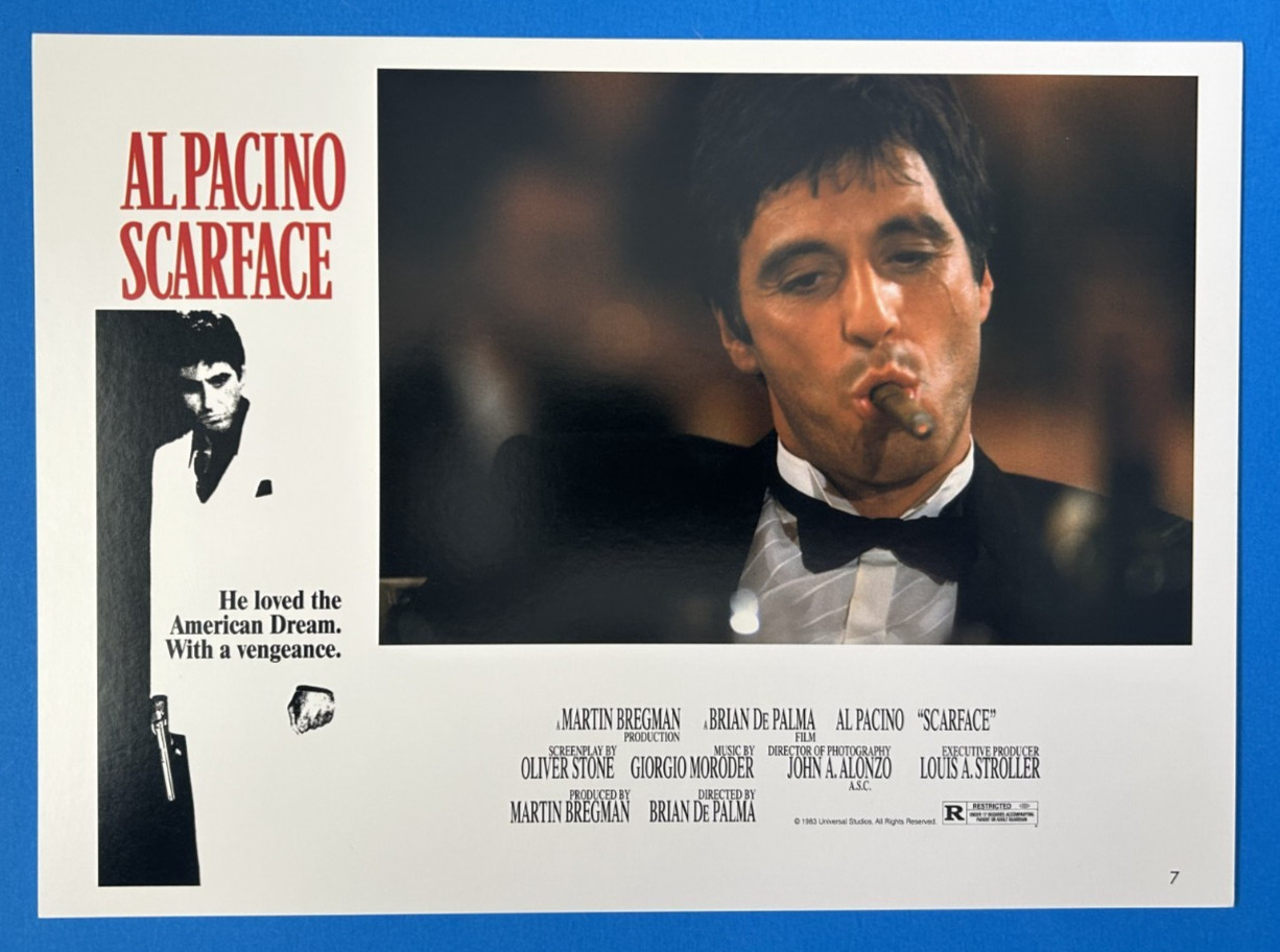 SCARFACE 1983 ORIGINAL LOBBY CARD #7 AL PACINO MICHELLE PFEIFFER STEVEN BAUER