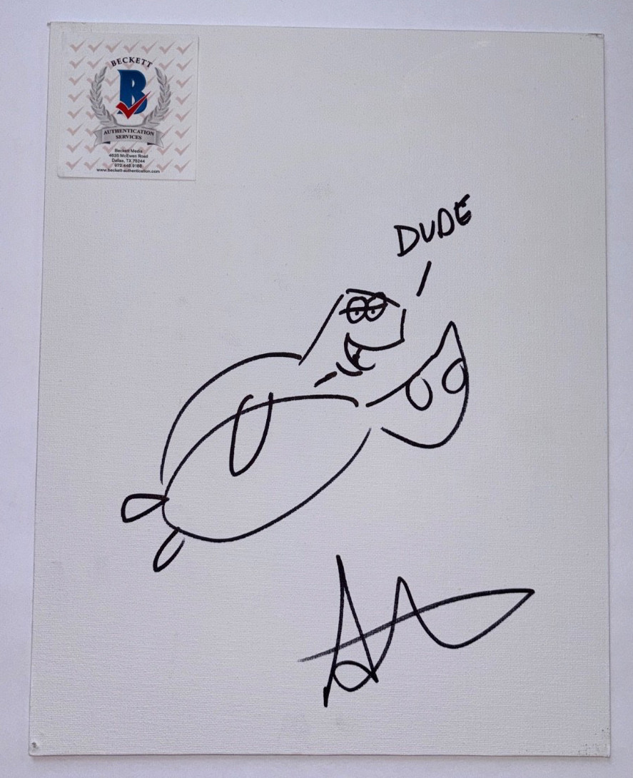 ANDREW STANTON SIGNED FINDING NEMO CRUSH 11X14 SKETCH MOVIE DIRECTOR BAS