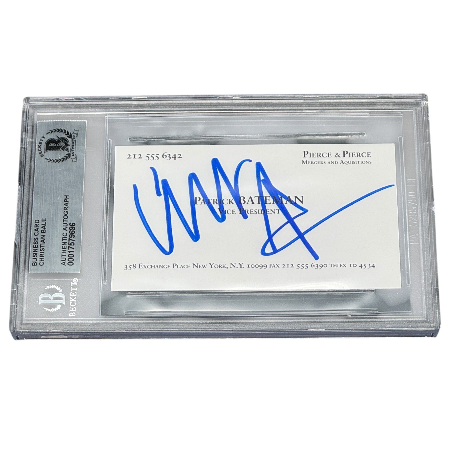 Christian Bale Signed American Psycho Business Card Autograph Beckett Slabbed
