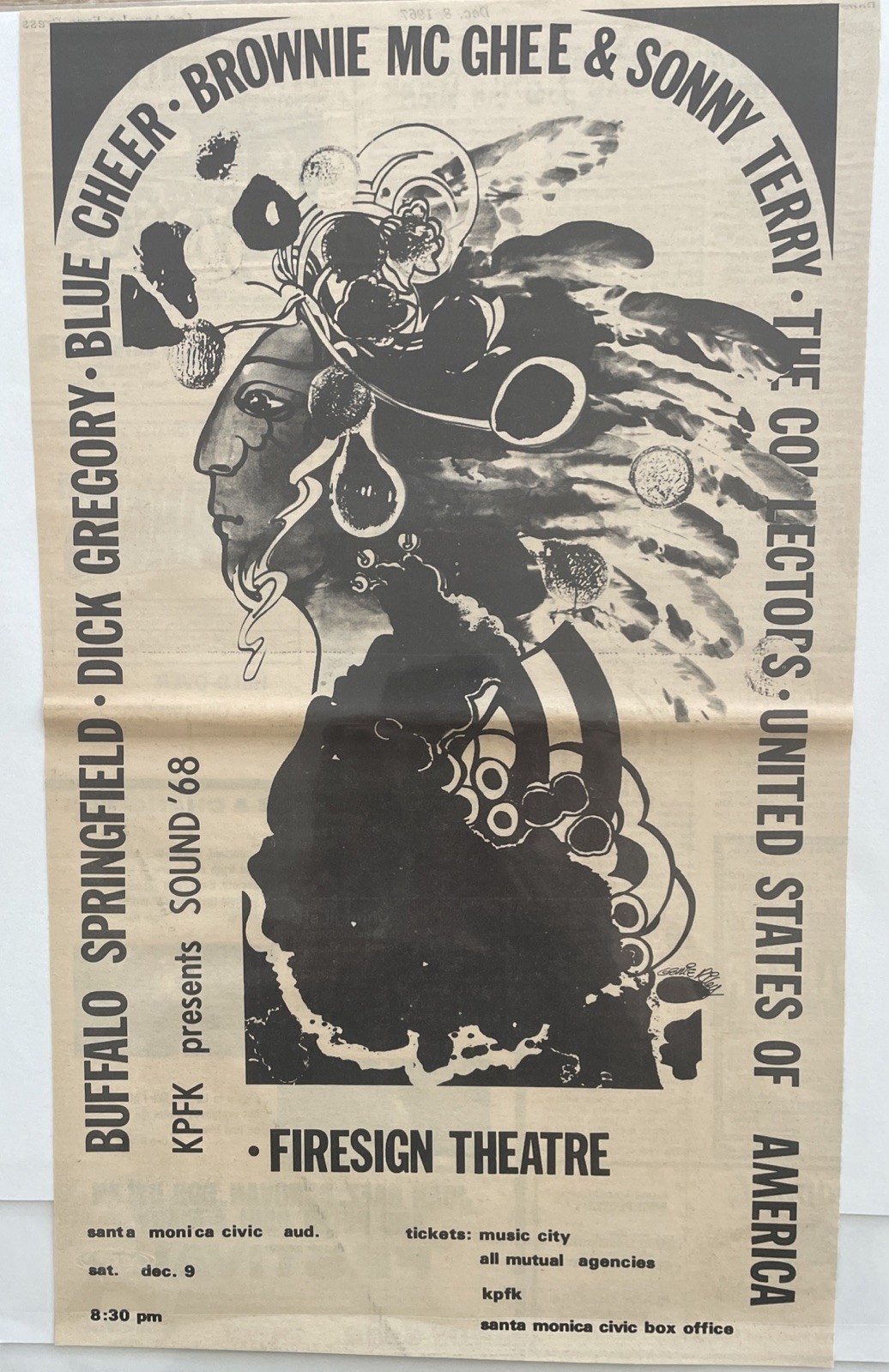 1968 Buffalo Springfield, Blue Cheer, ‘ Sound 68’ SANTA MONICA CIVIC, Concert Ad
