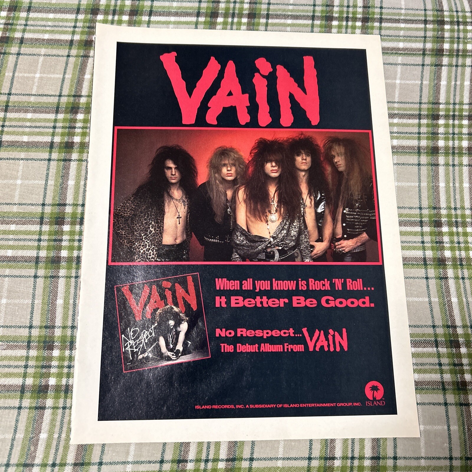 Vain – No Respect Ad Pinup From Circus Magazine VTG Hair Metal