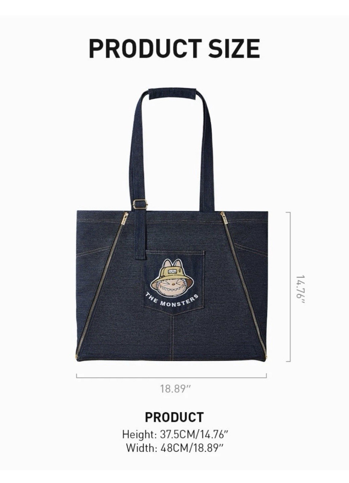 Authentic Pop Mart The Monsters Fall in Wild Series Denim Apron Bag