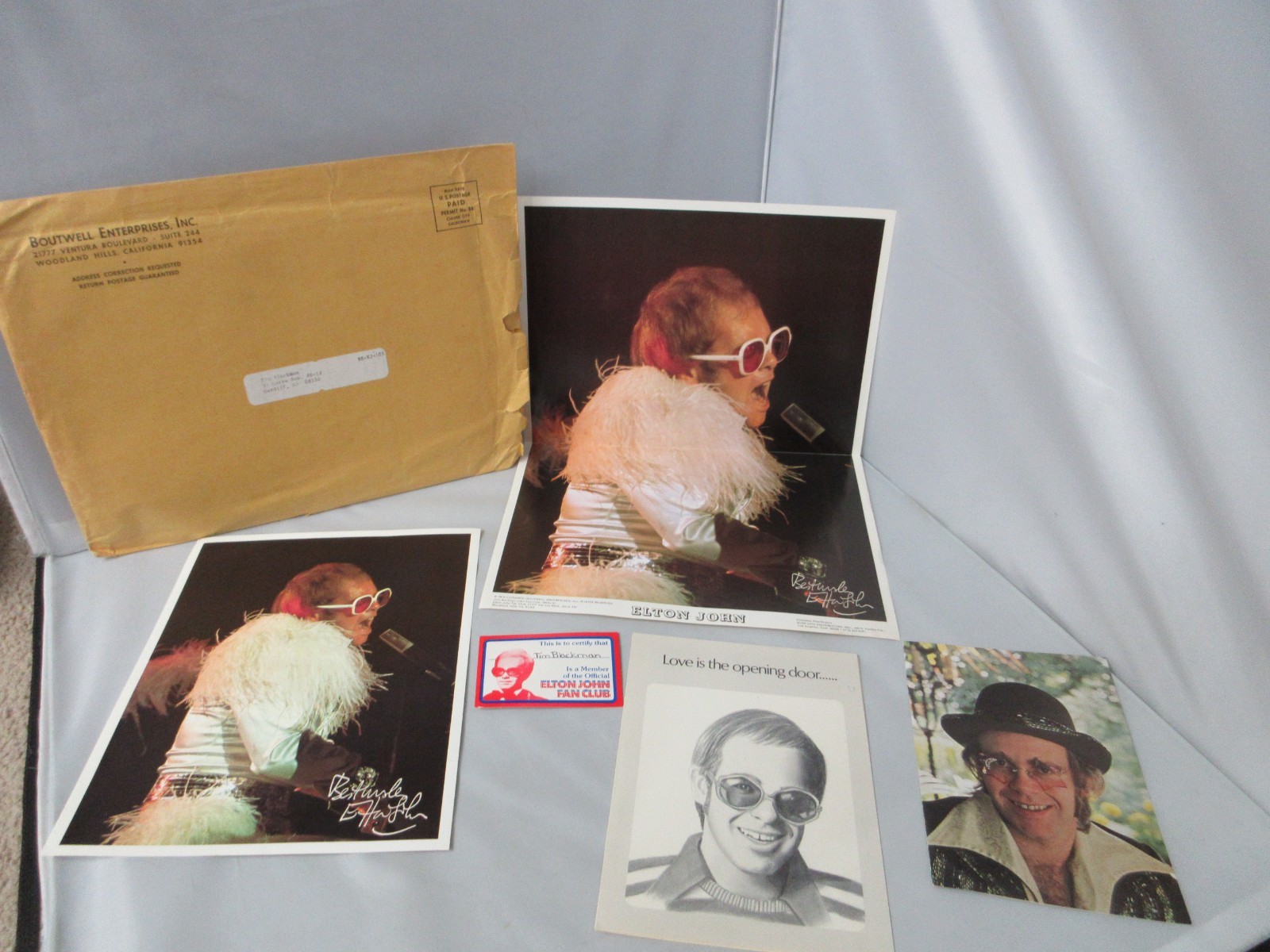 LOT Elton John FAN CLUB 70s Photos Member Card Greeting Cards +