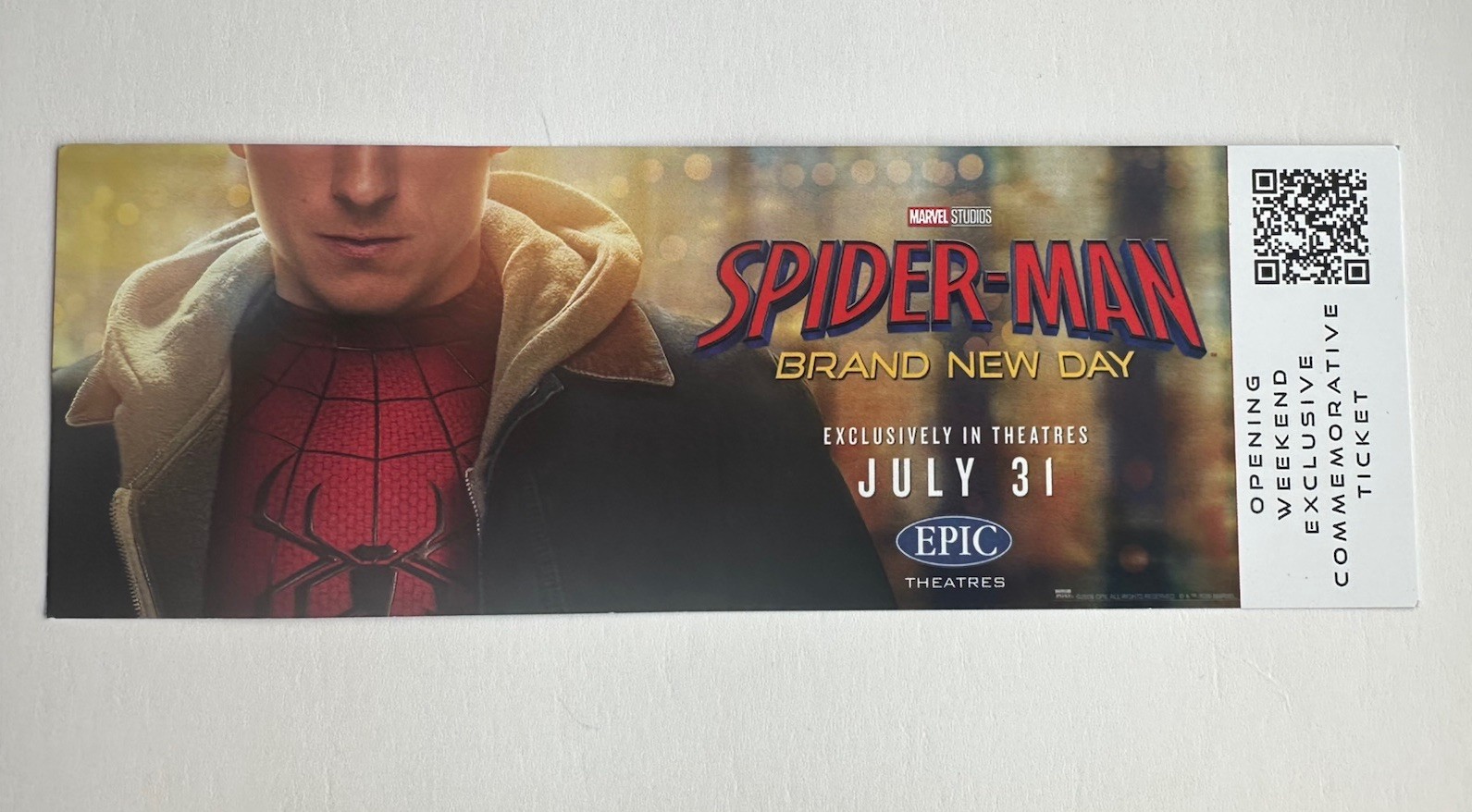 Spider-Man Brand New Day Movie Commemorative Open Weekend Ticket Epic Theaters