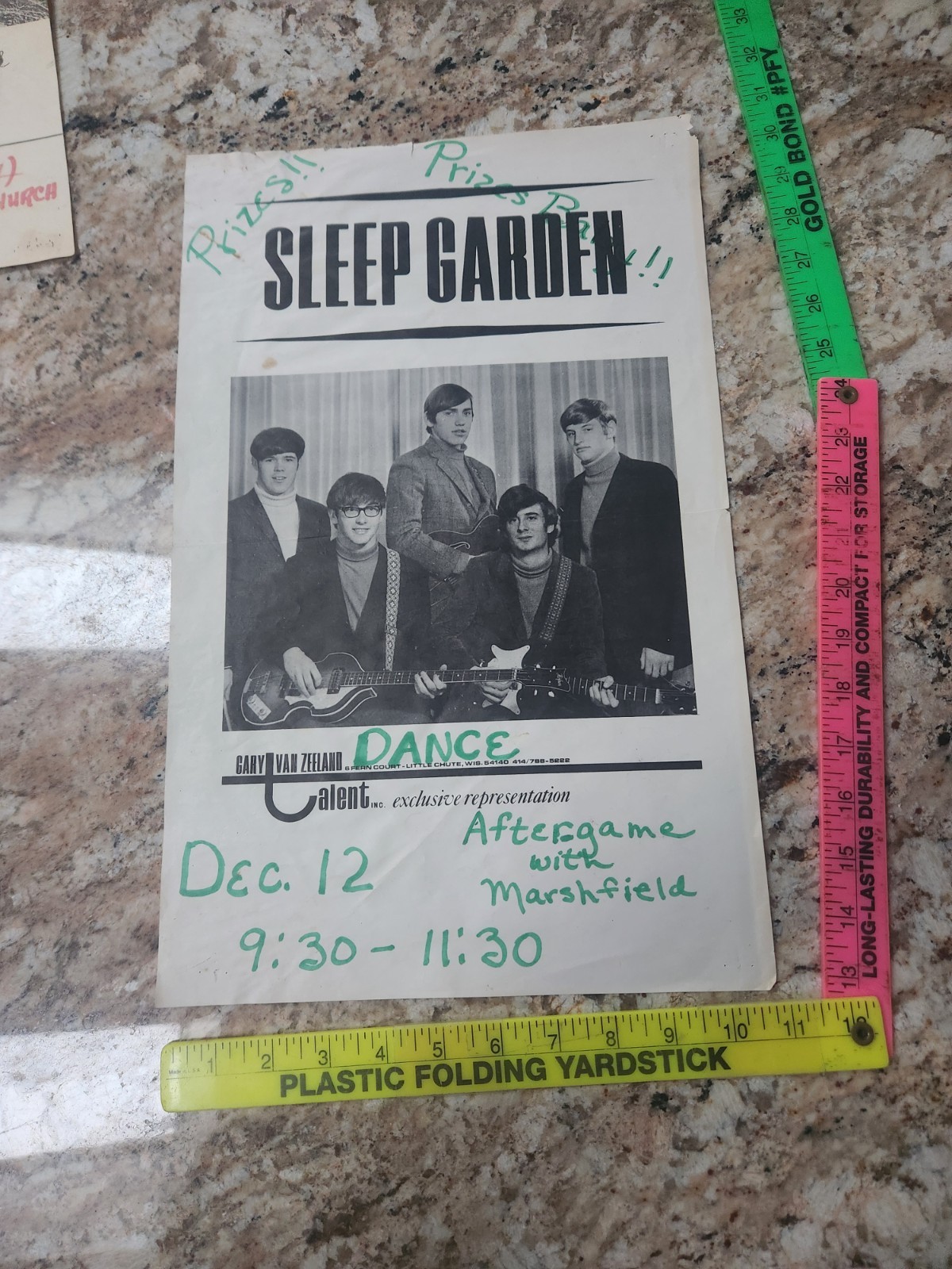 Vtg 1960s Garage Rock Band Poster – Sleep Garden – Midwest/Wisconsin Obscure