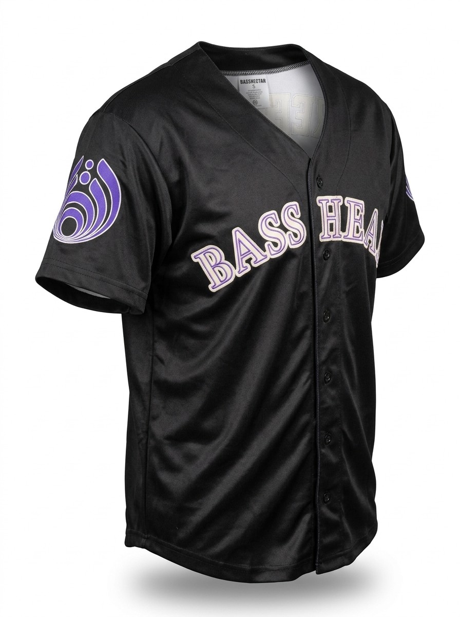 Bassnectar Bass Head Freestyle 808 Baseball Jersey Mens Small Black Purple EDM