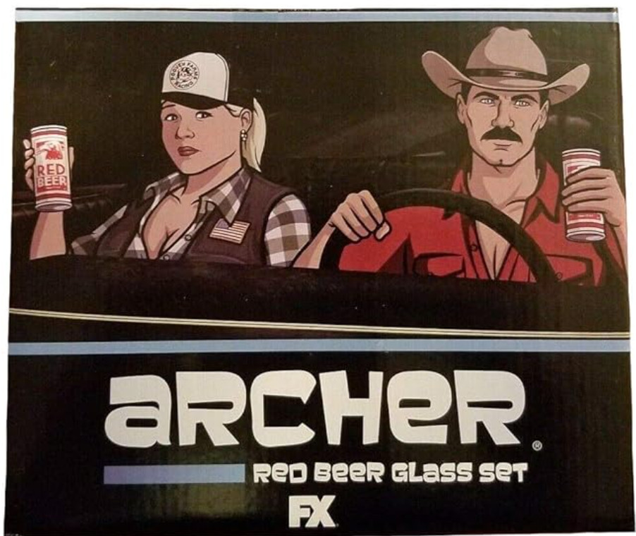 Archer Red Beer Glass Set, Since 1844 Loot Crate Exclusive-2pk