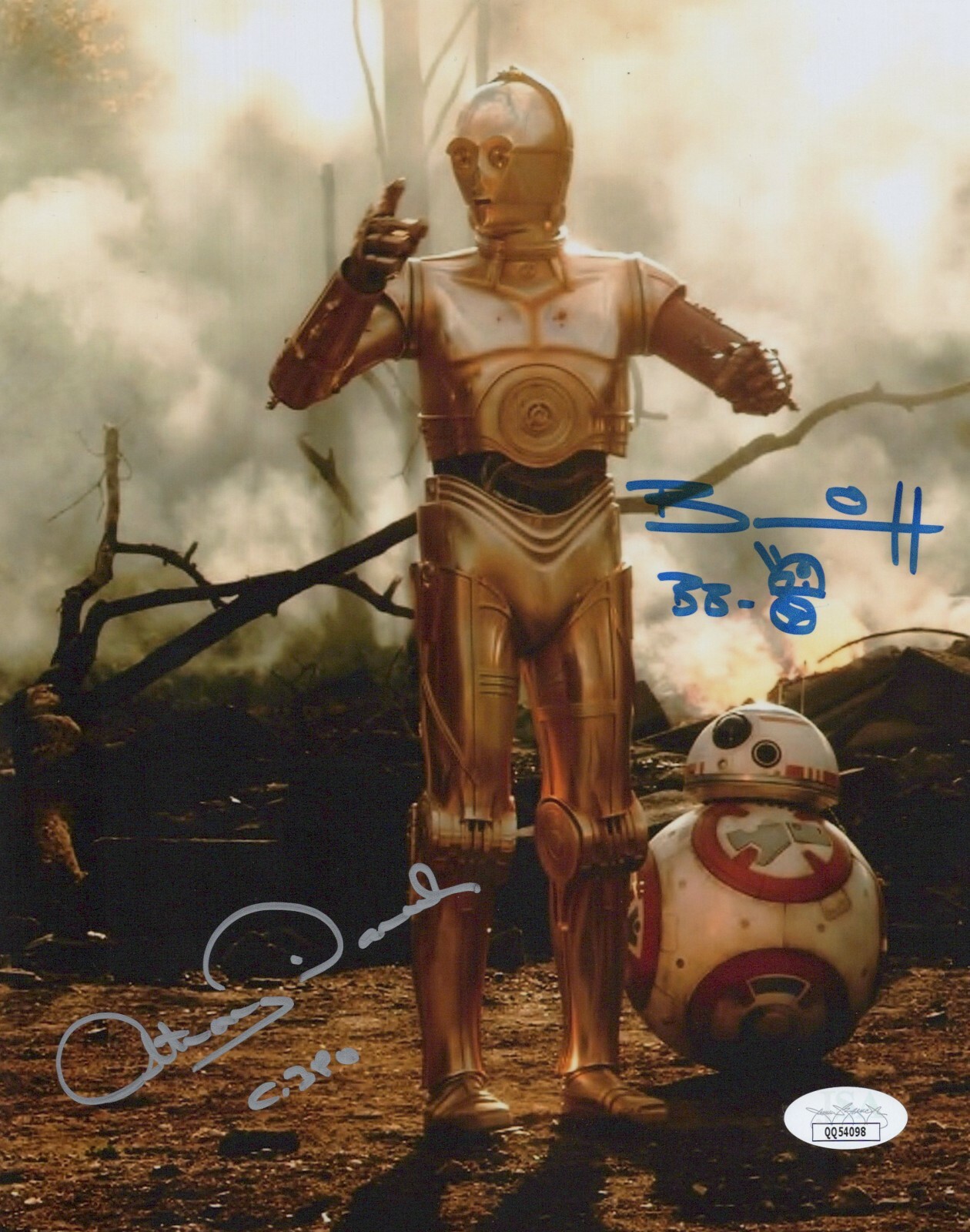Star Wars-Anthony Daniels & Brian Herring signed C-3PO & BB-8 8×10 photo JSA COA