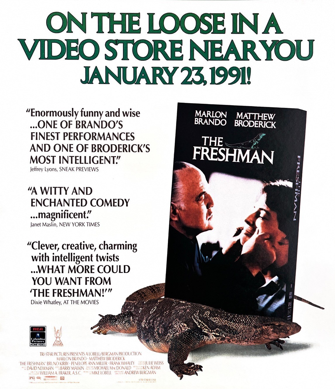 1991 THE FRESHMAN MOVIE AD Genuine Vintage Print Ad Brando 10″ x 11.5″