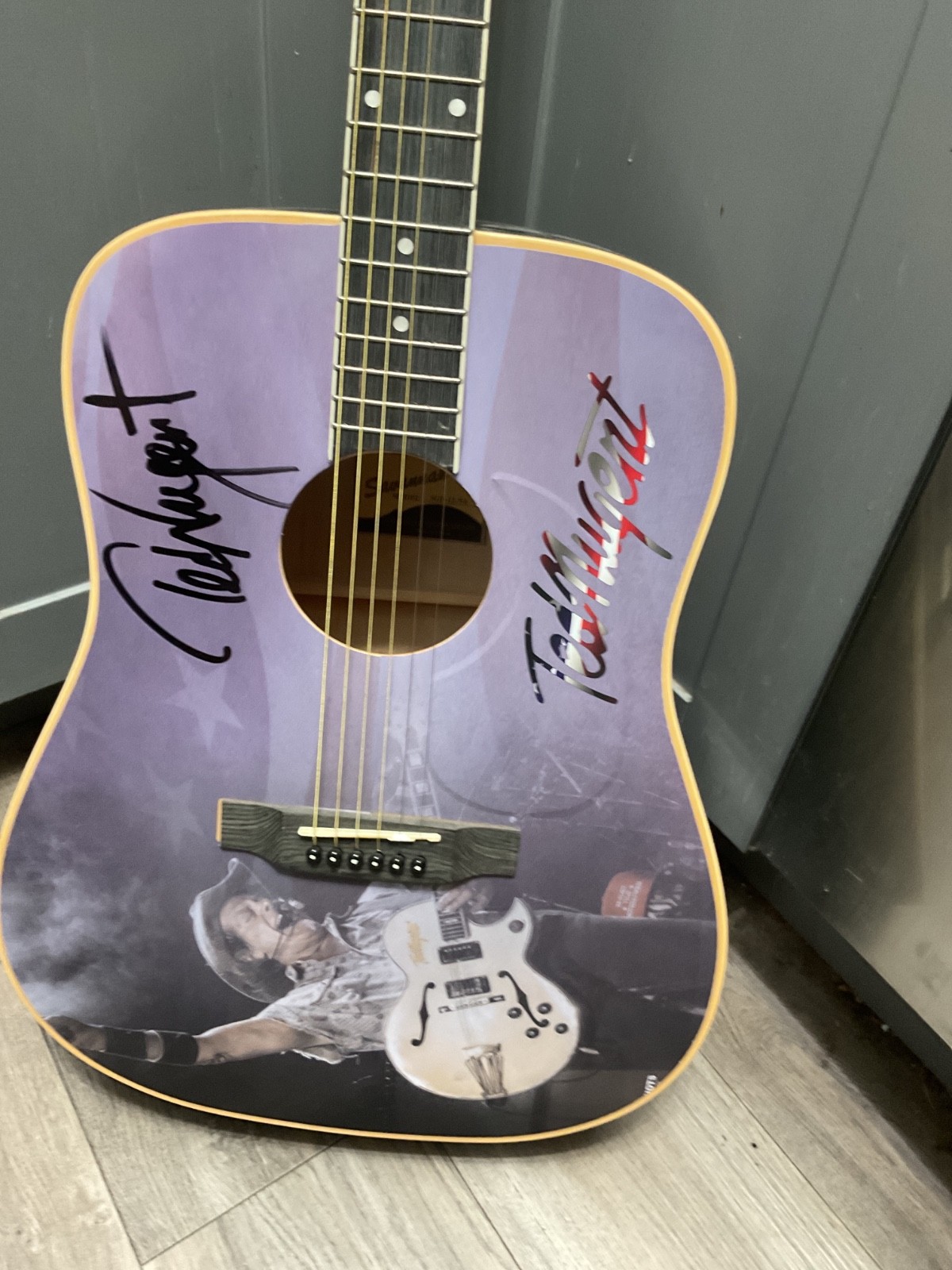 Ted Nugent Signed Guitar Very Unique Message on the bottm