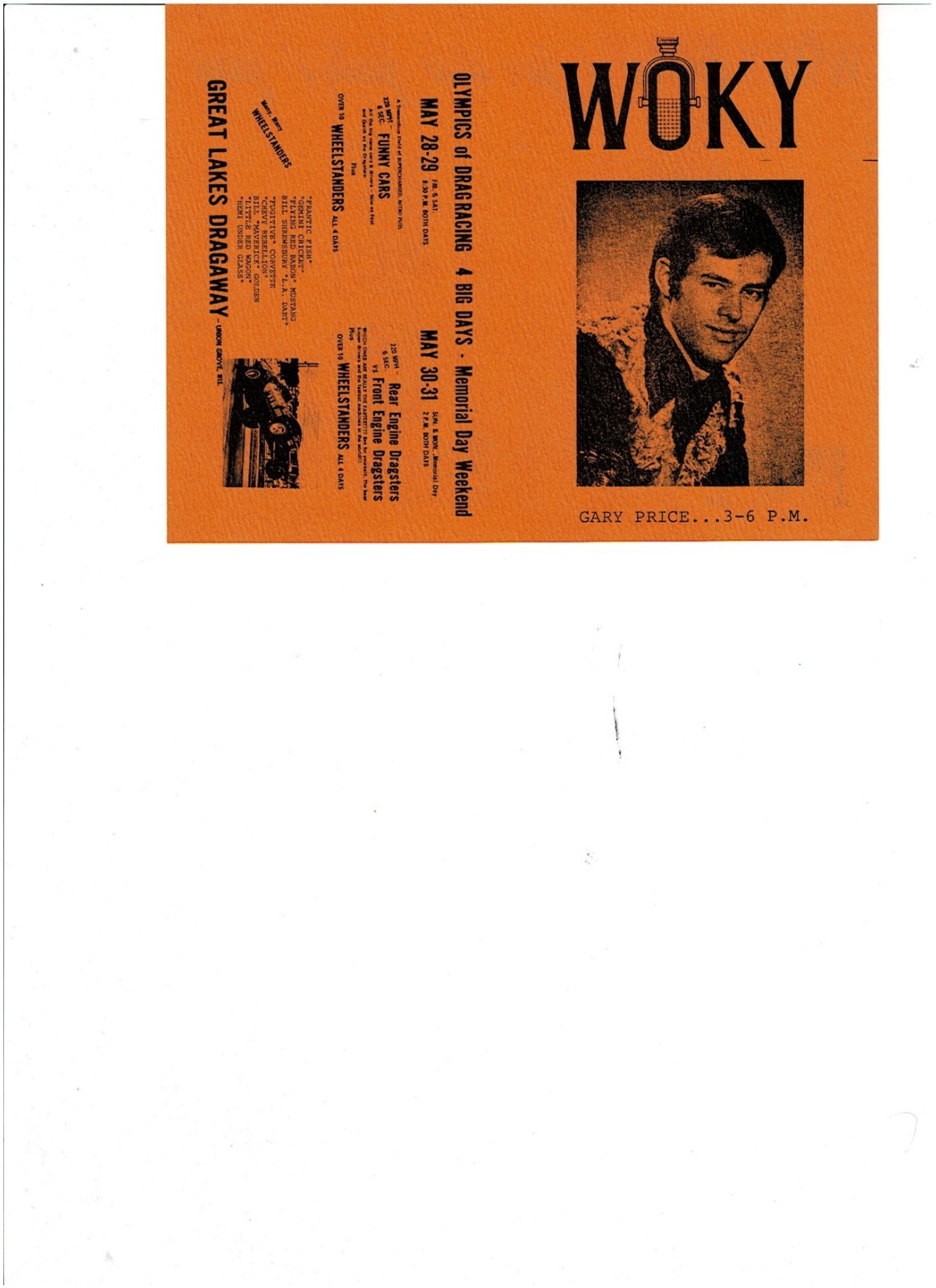 WOKY-Milwaukee, WI-Top 40 Radio Music Survey/Great Lakes Dragaway-June 1, 1971